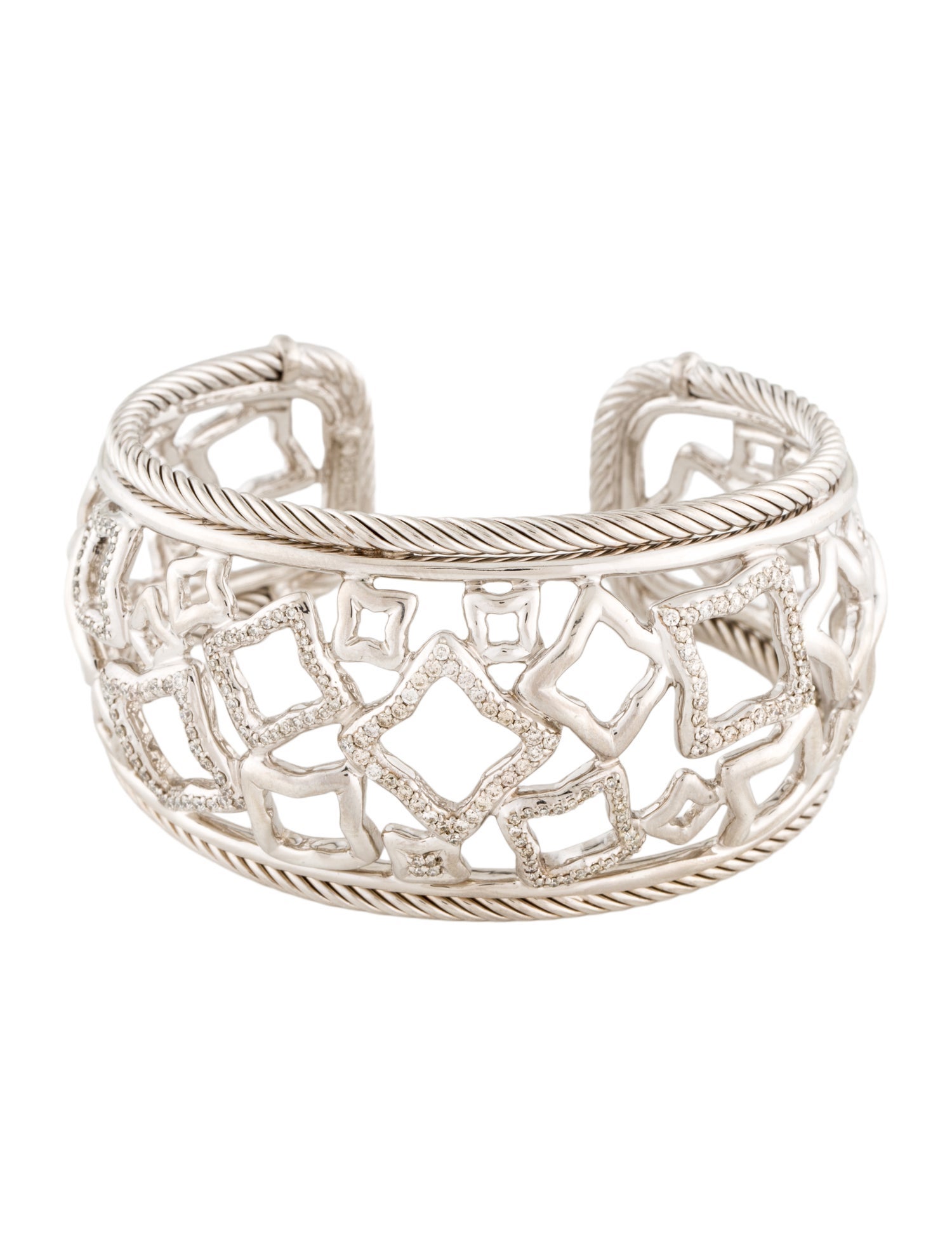 David Yurman Diamond Quatrefoil Wide Cuff