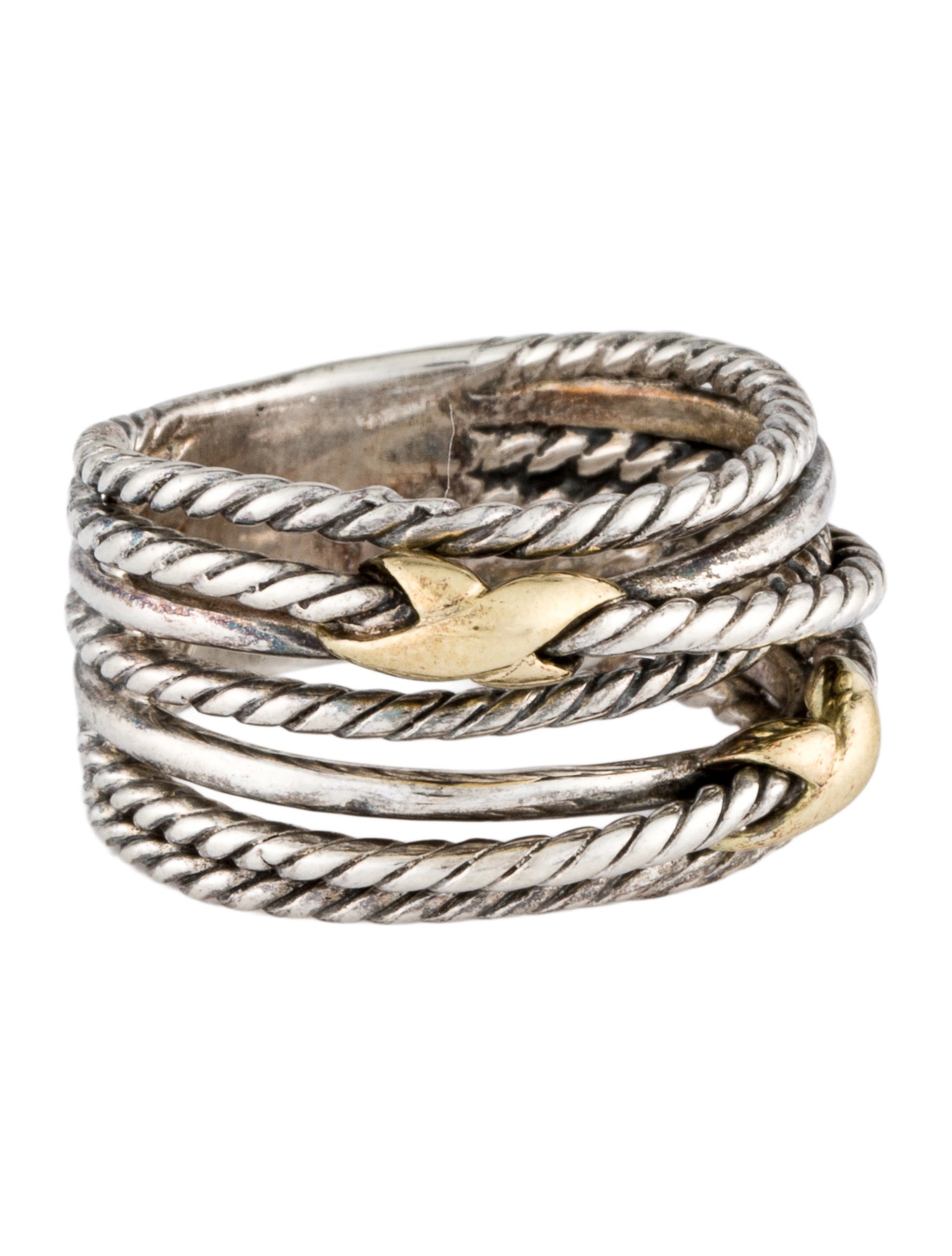 David Yurman Two-Tone Double X Crossover Ring