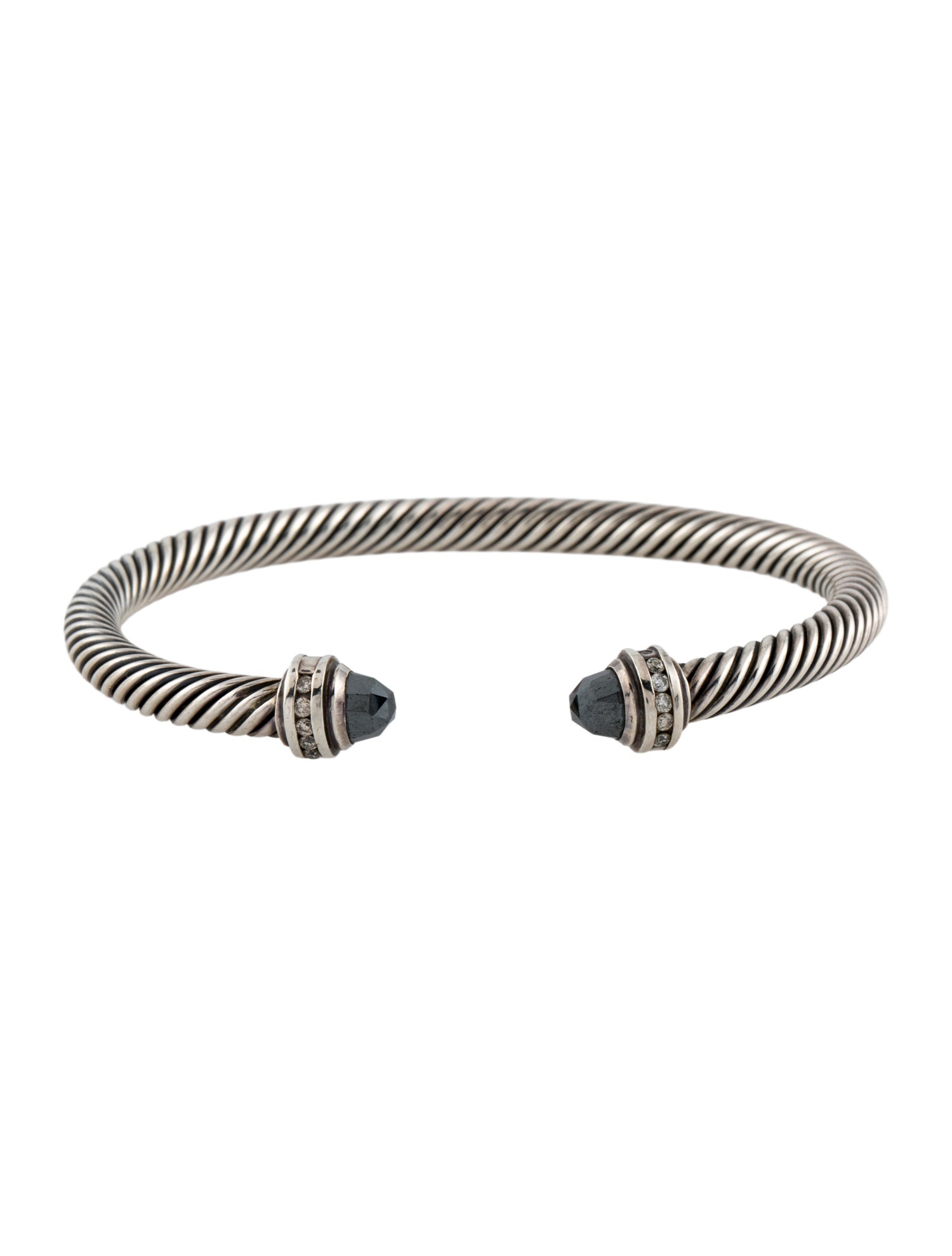 David Yurman Hematine & Diamond Cable Cuff