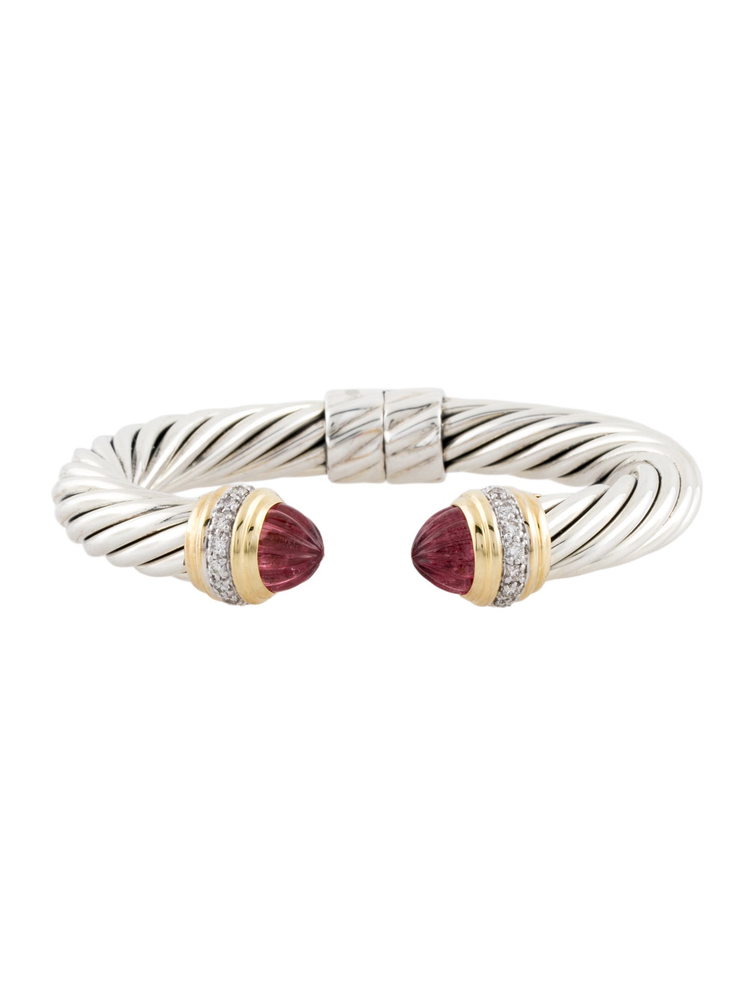 David Yurman Tourmaline & Diamond Hinged Cuff Bracelet