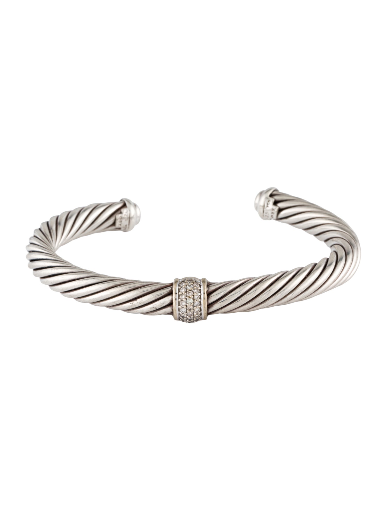 David Yurman Diamond Classic Cable Station Bracelet