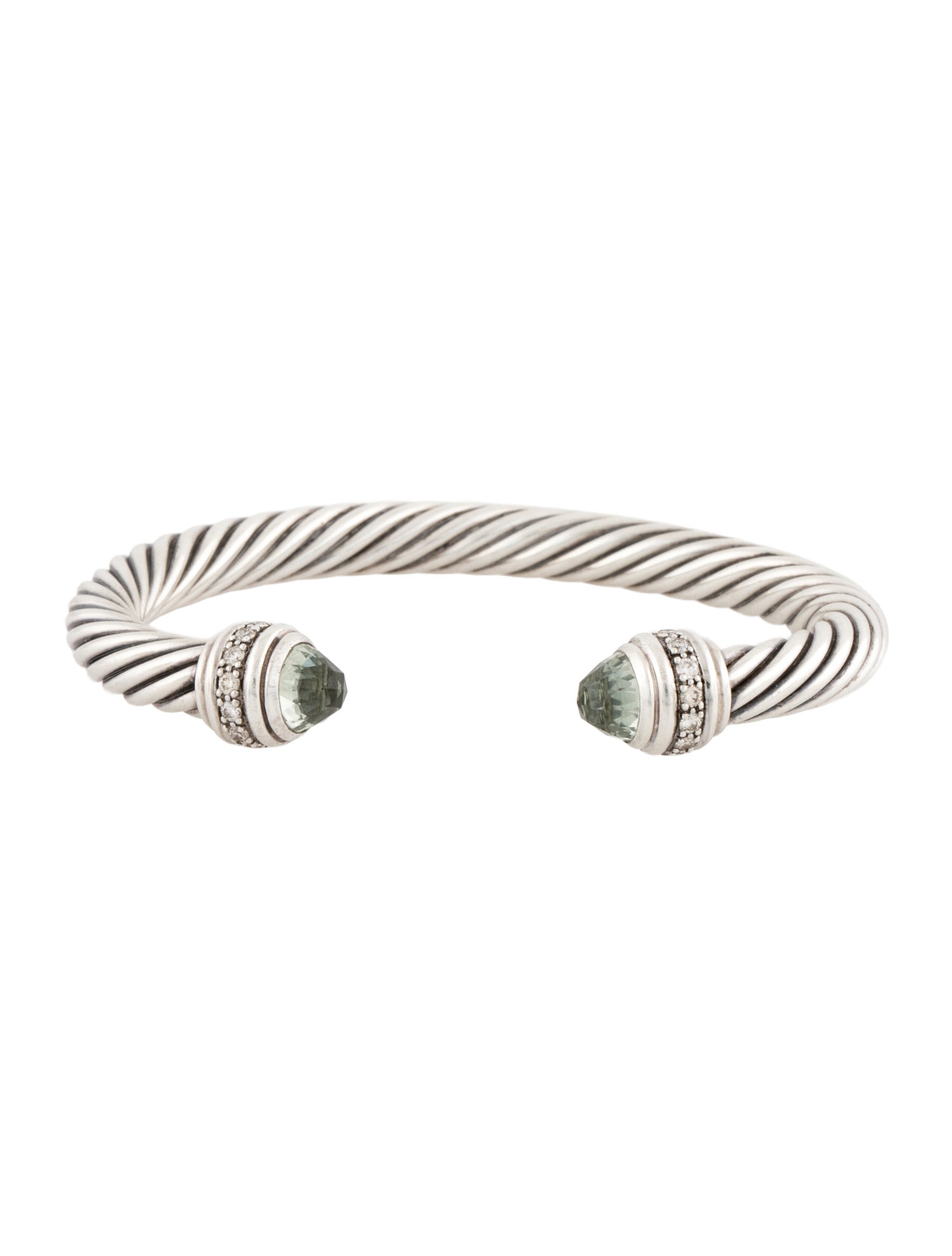 David Yurman Prasiolite & Diamond Classic Cable Cuff Bracelet
