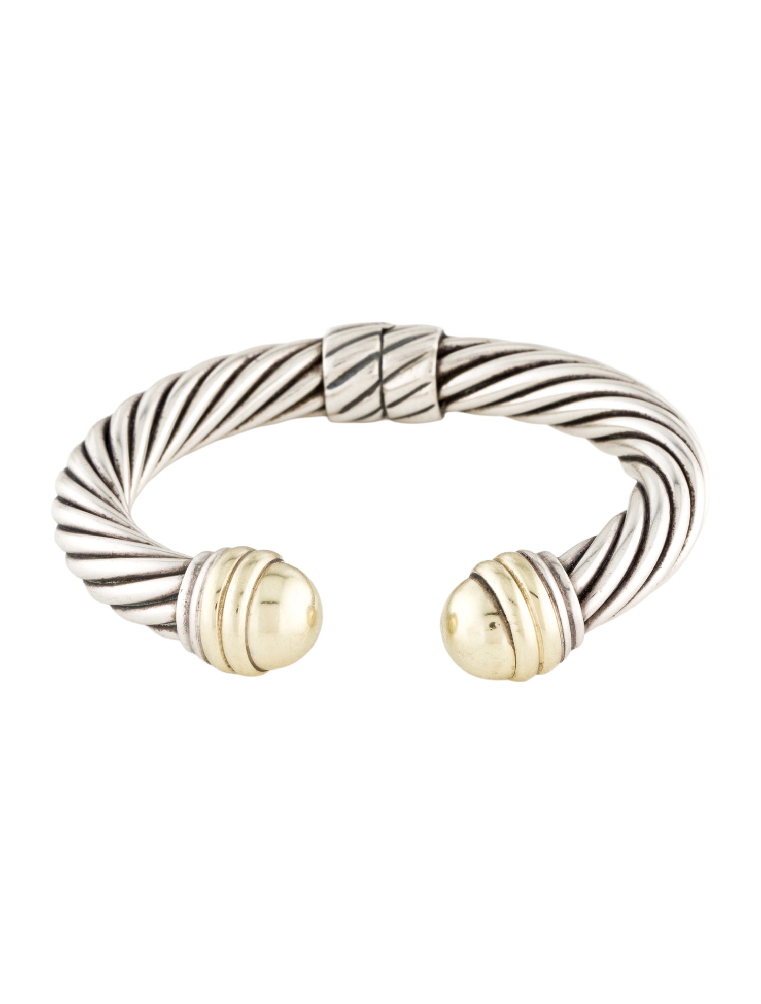 David Yurman Two-Tone Domed Classic Cable Hinged Cuff Bracele