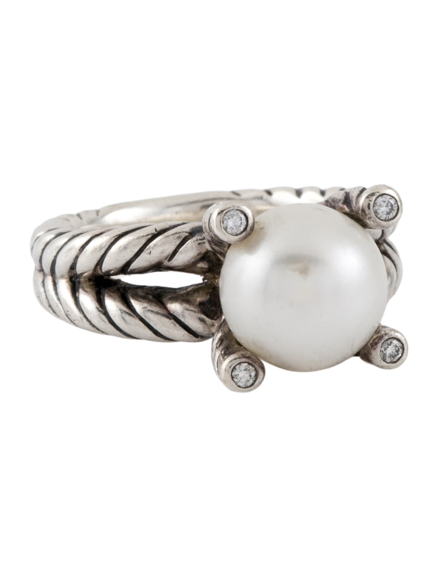 David Yurman Pearl & Diamond Cocktail Ring