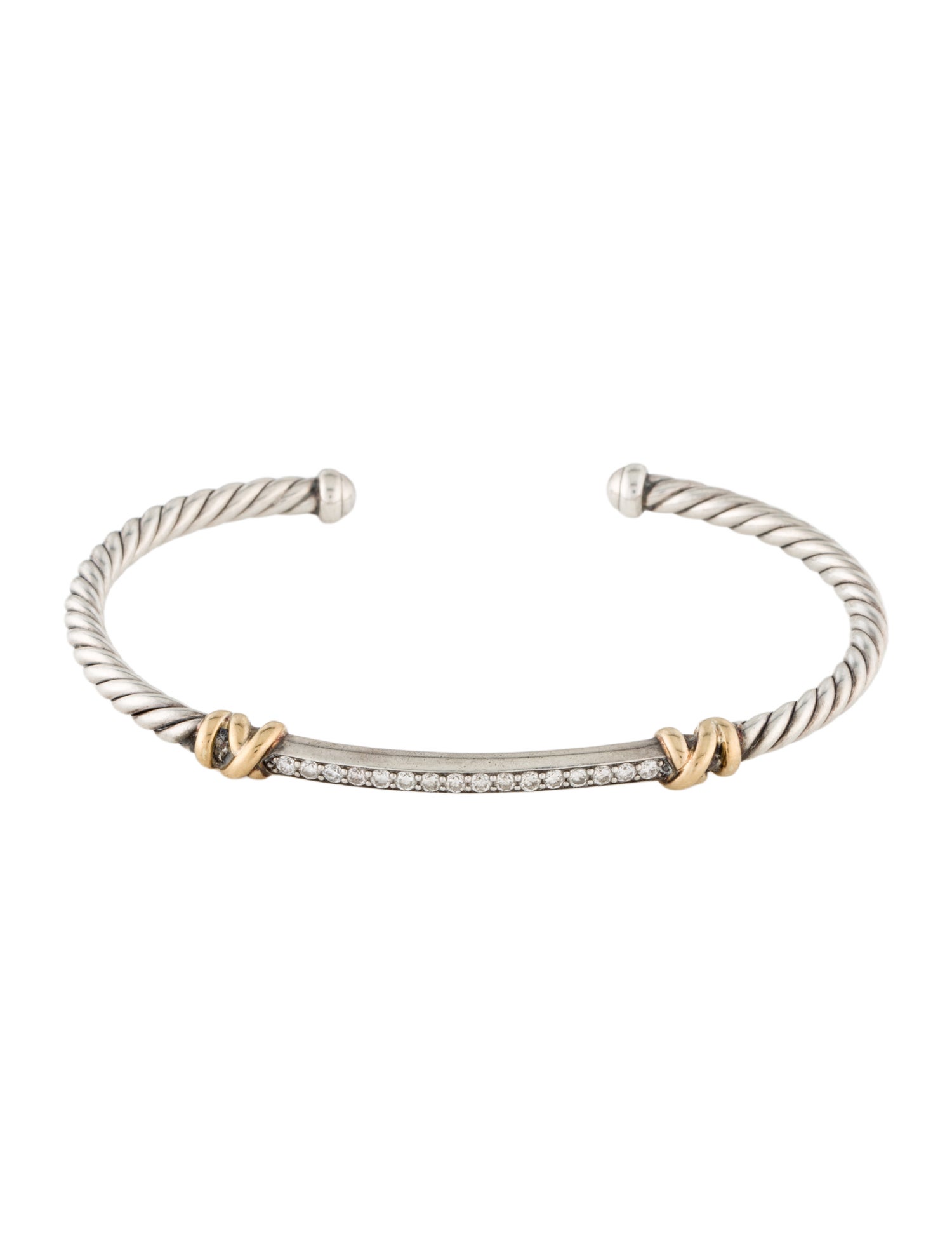 David Yurman Diamond Petite Helena Classic Cable Station Bracelet