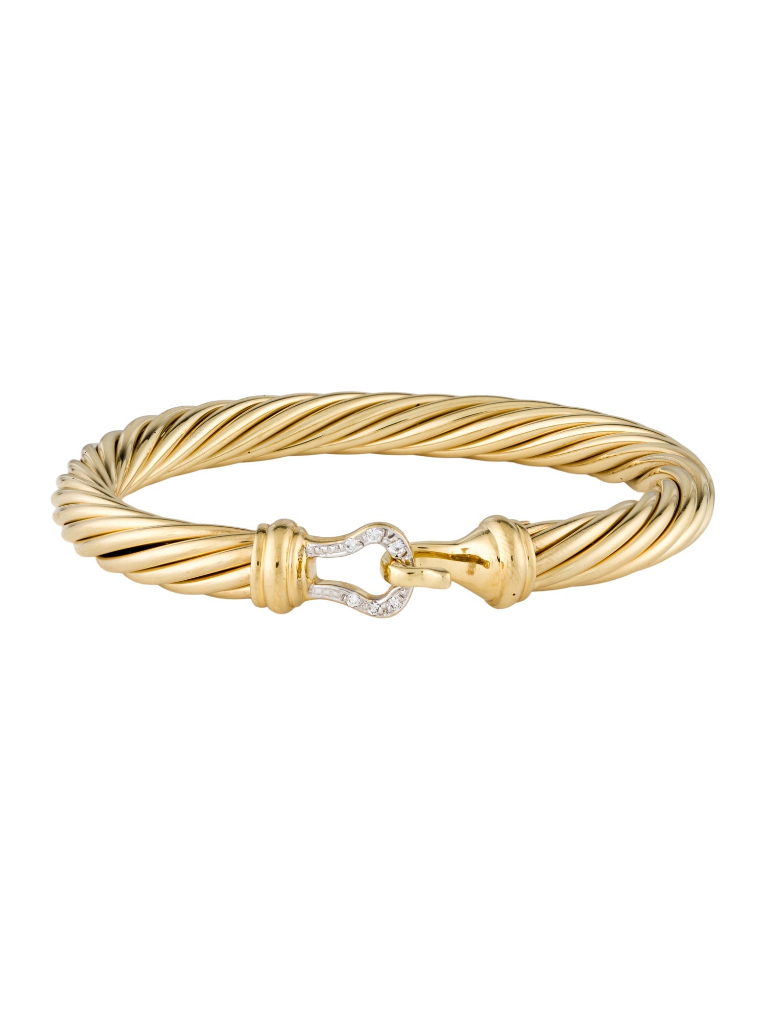 David Yurman 18K Diamond Cable Classic Buckle Bracelet