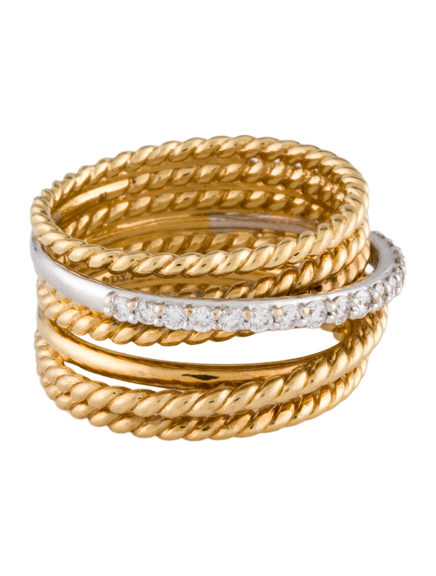 David Yurman 18K Diamond Crossover Ring