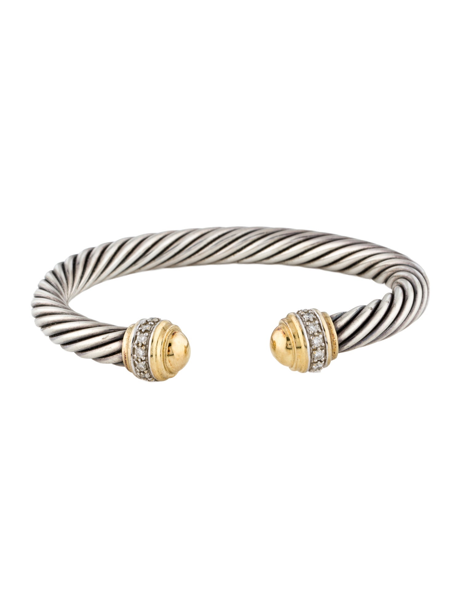 David Yurman Diamond Cable Classic Cuff Bracelet