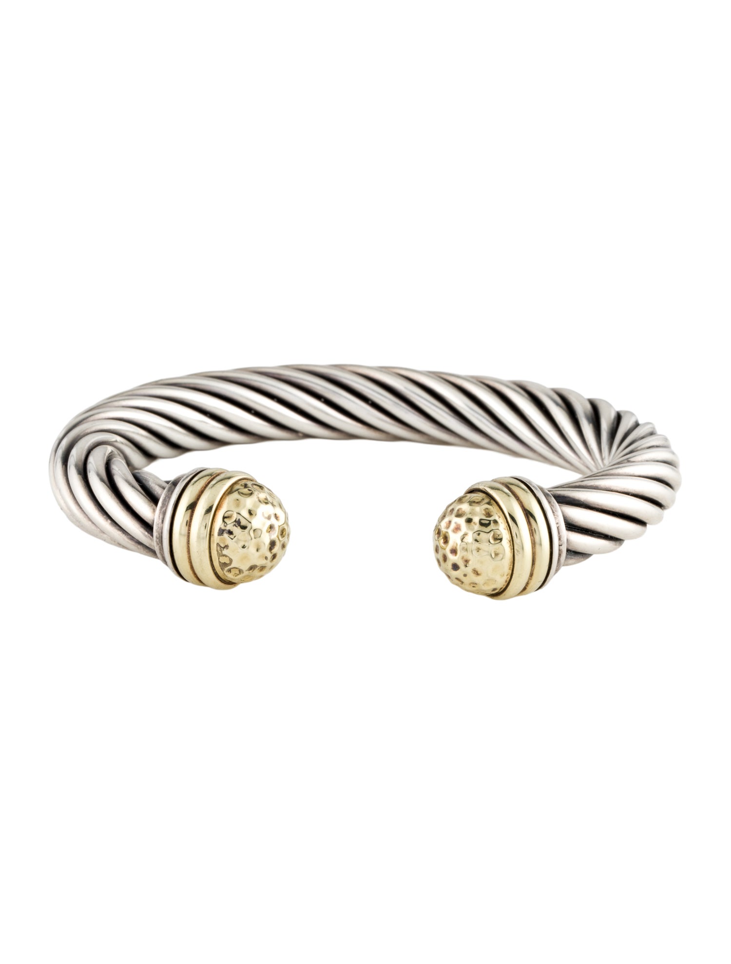 David Yurman Two-Tone Hammered Cable Cuff Bracelet