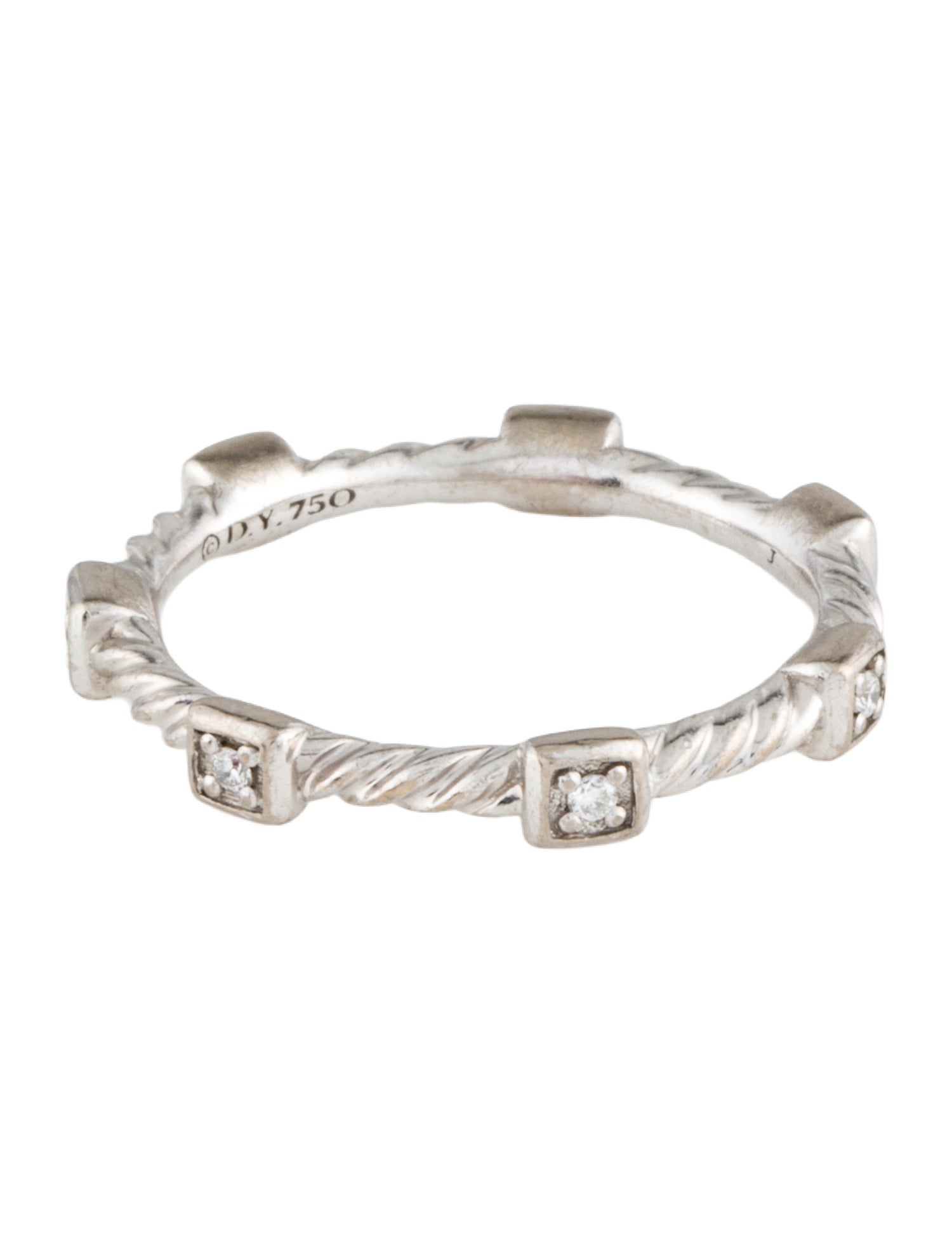 David Yurman 18K Diamond Cable Collectibles Station Stack Ring