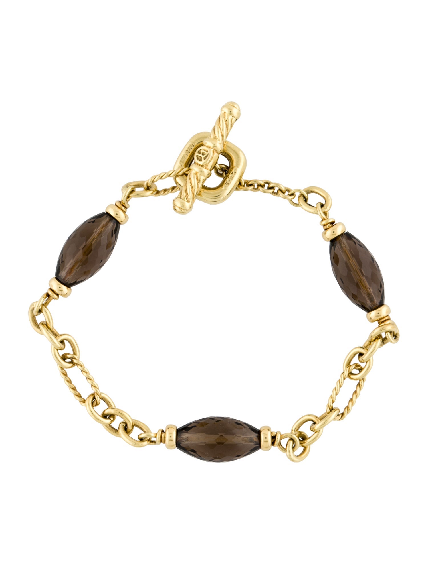 David Yurman 18K Smoky Quartz Figaro Link Bracelet