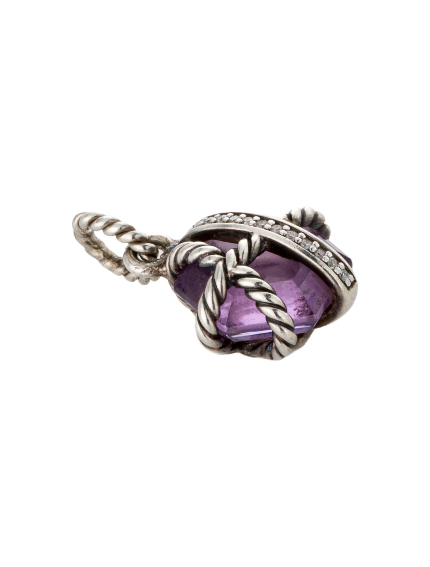 David Yurman Amethyst & Diamond Cable Wrap Pendant