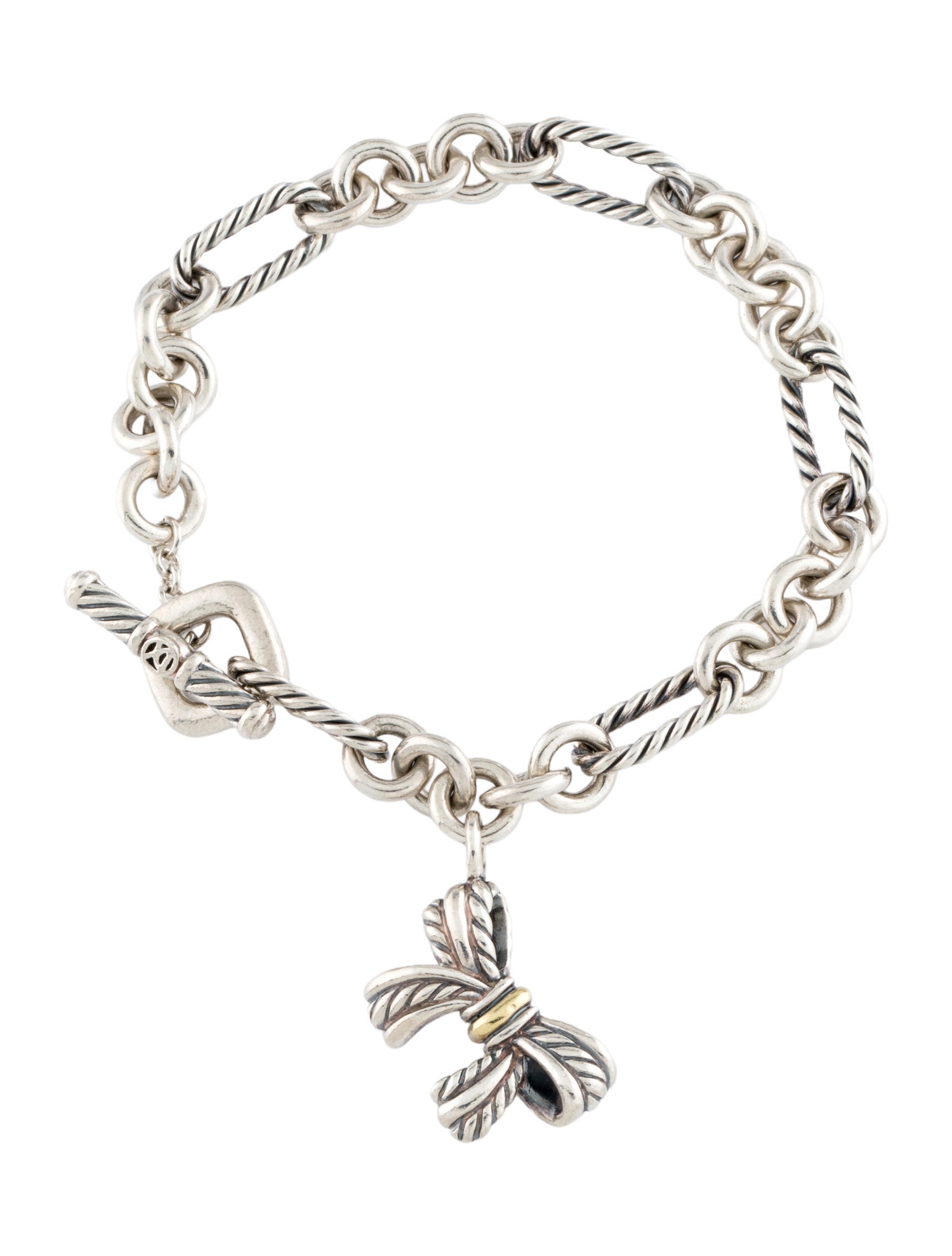 David Yurman Two-Tone Bow Charm Bracelet