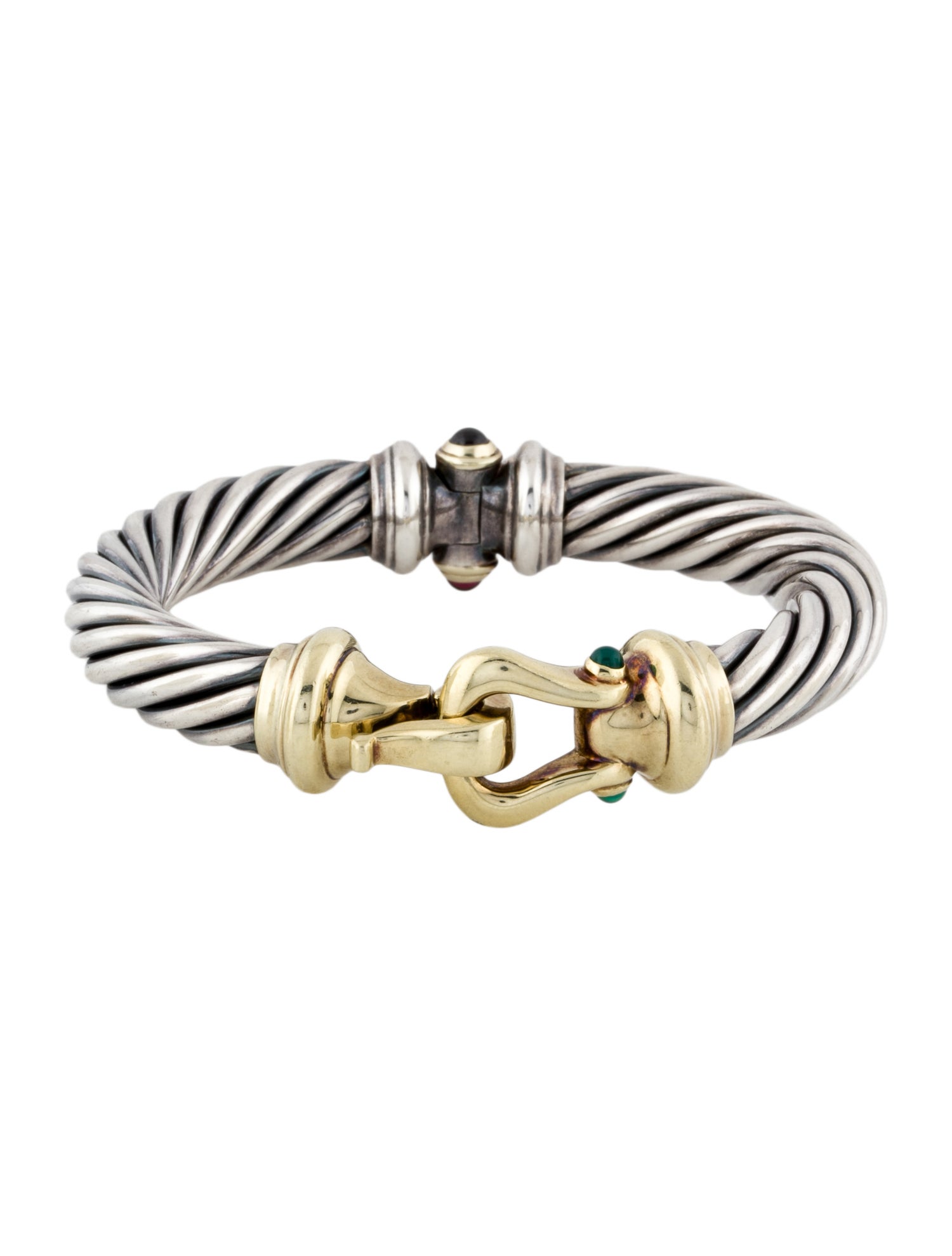 David Yurman Rhodolite & Dyed Chalcedony Buckle Classic Cable Bracelet