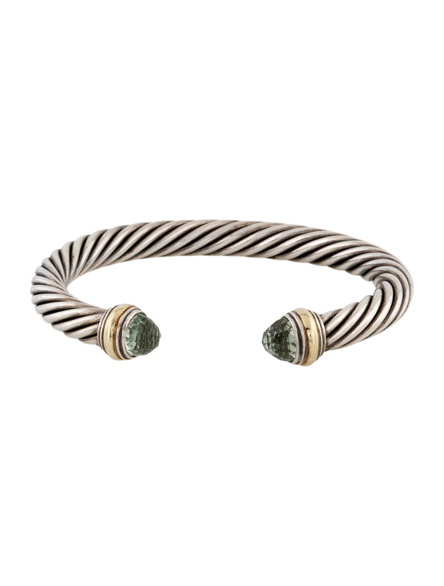 David Yurman Two-Tone Prasiolite Classic Cable Cuff Bracelet