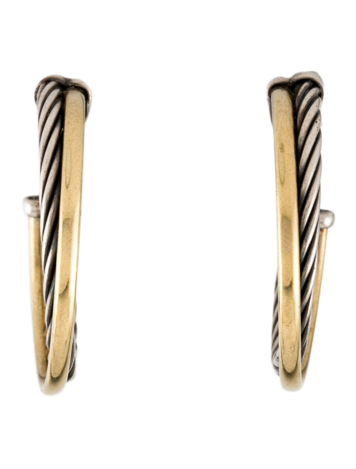 David Yurman Two-Tone Crossover Hoop Earrings