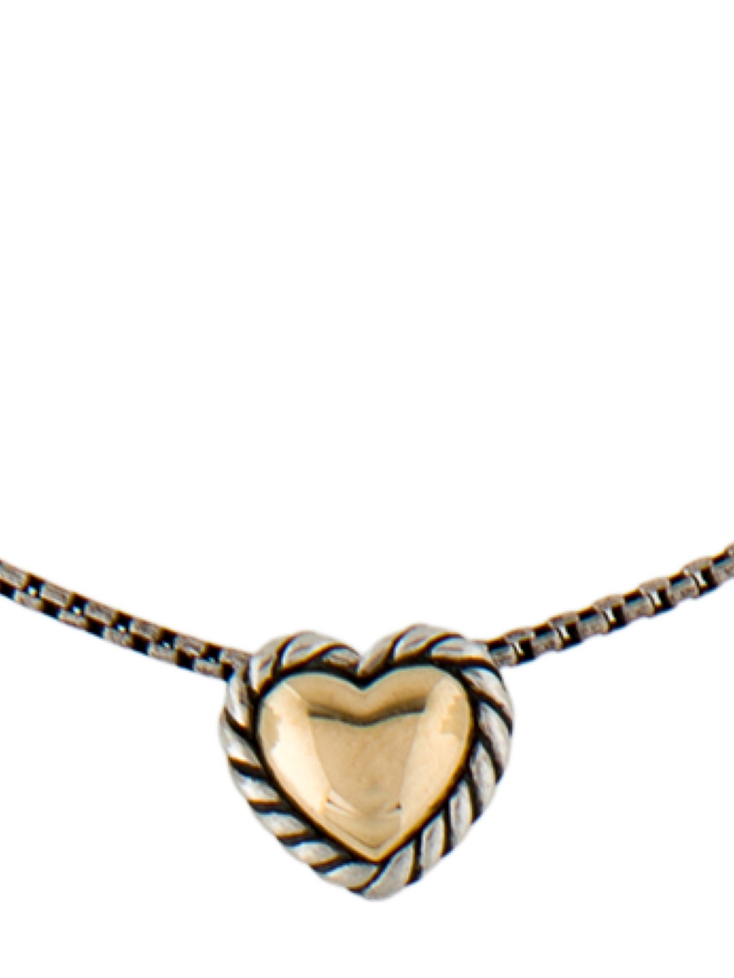 David Yurman Two-Tone Cable Cookie Classic Heart Necklace
