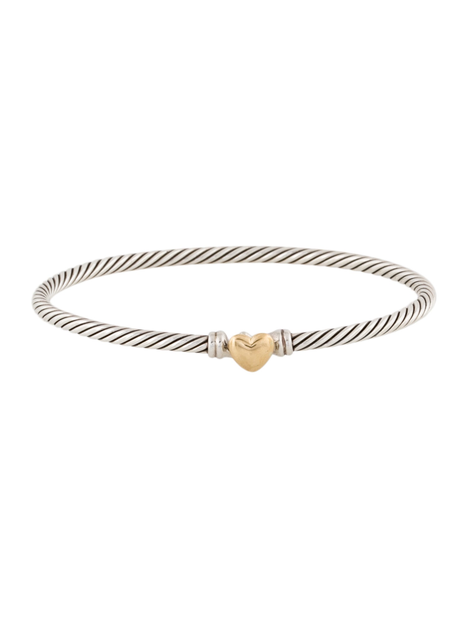 David Yurman Two-Tone Classic Cable Heart Station Bracelet