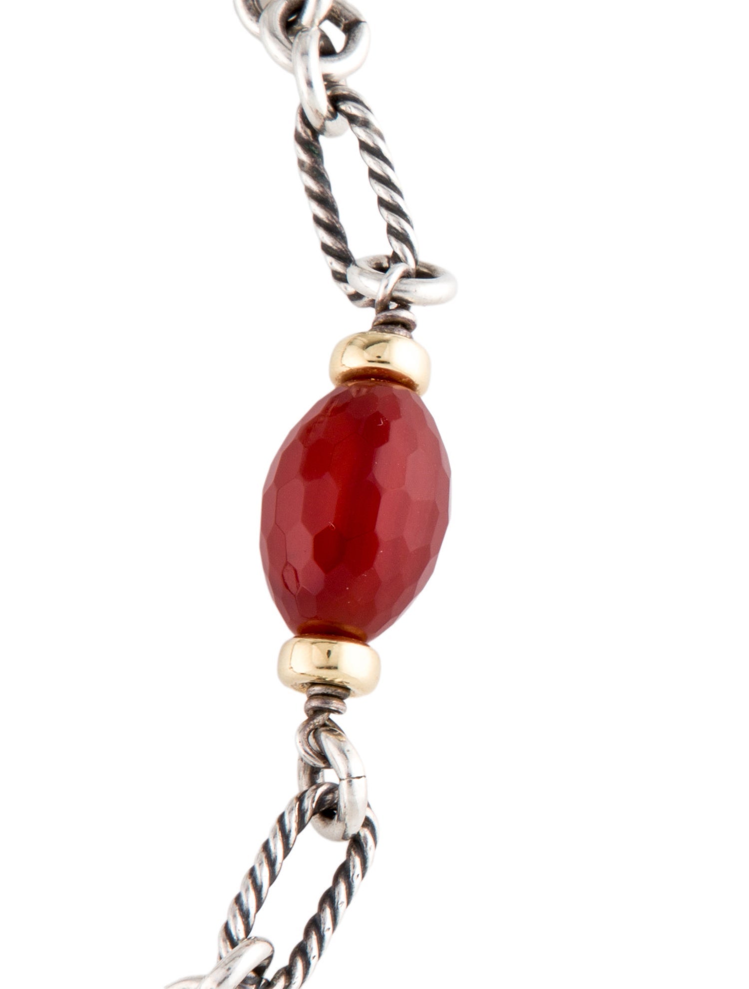 David Yurman Carnelian Station Figaro Link Necklace