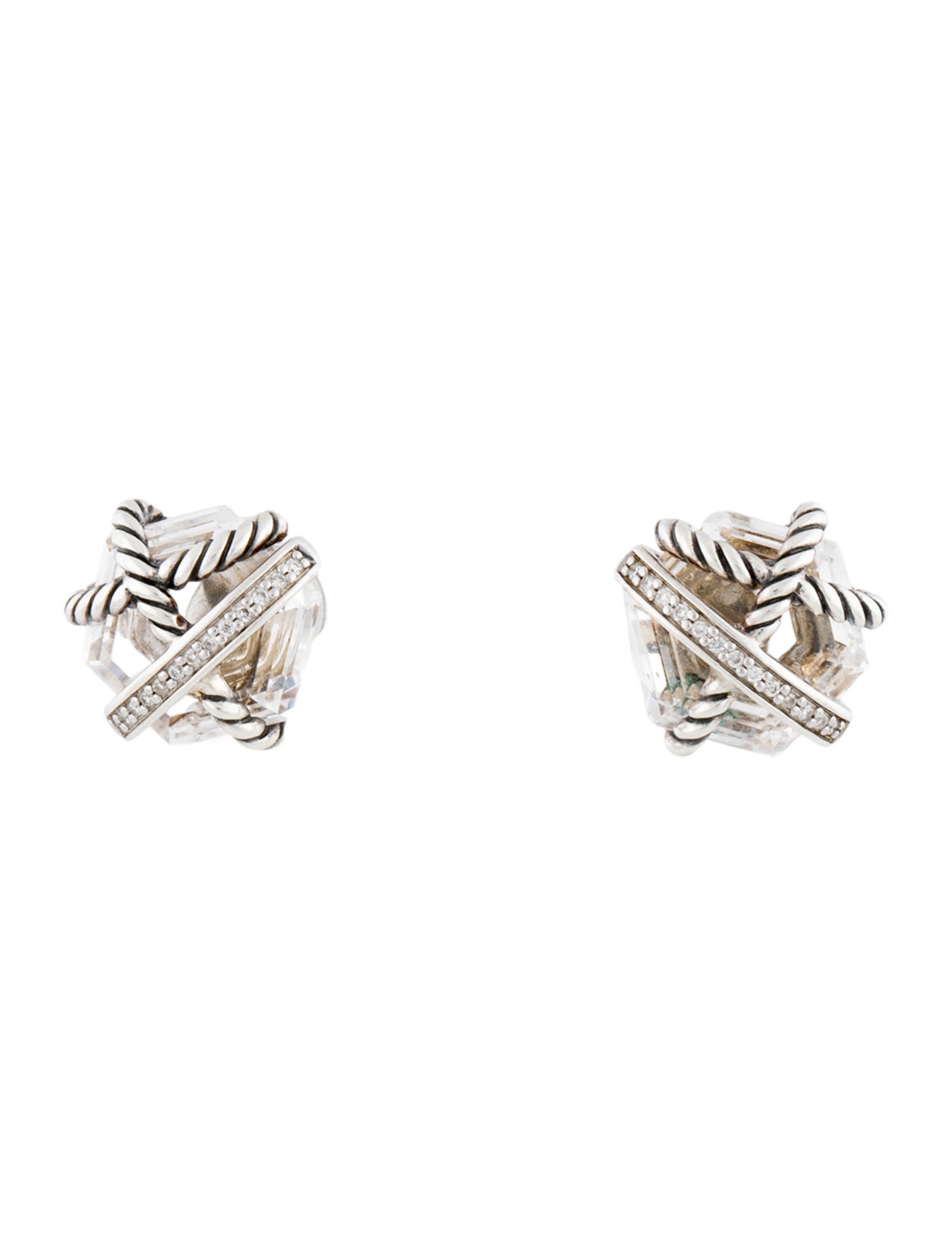 David Yurman Quartz Crystal Cable Wrap Stud Earrings
