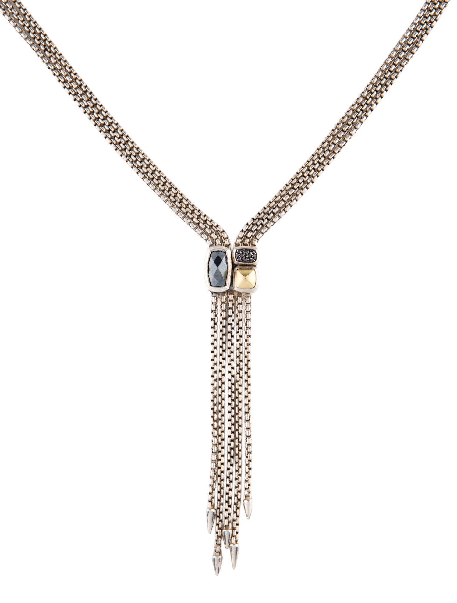 David Yurman Diamond & Hematine Confetti Lavalier Necklace