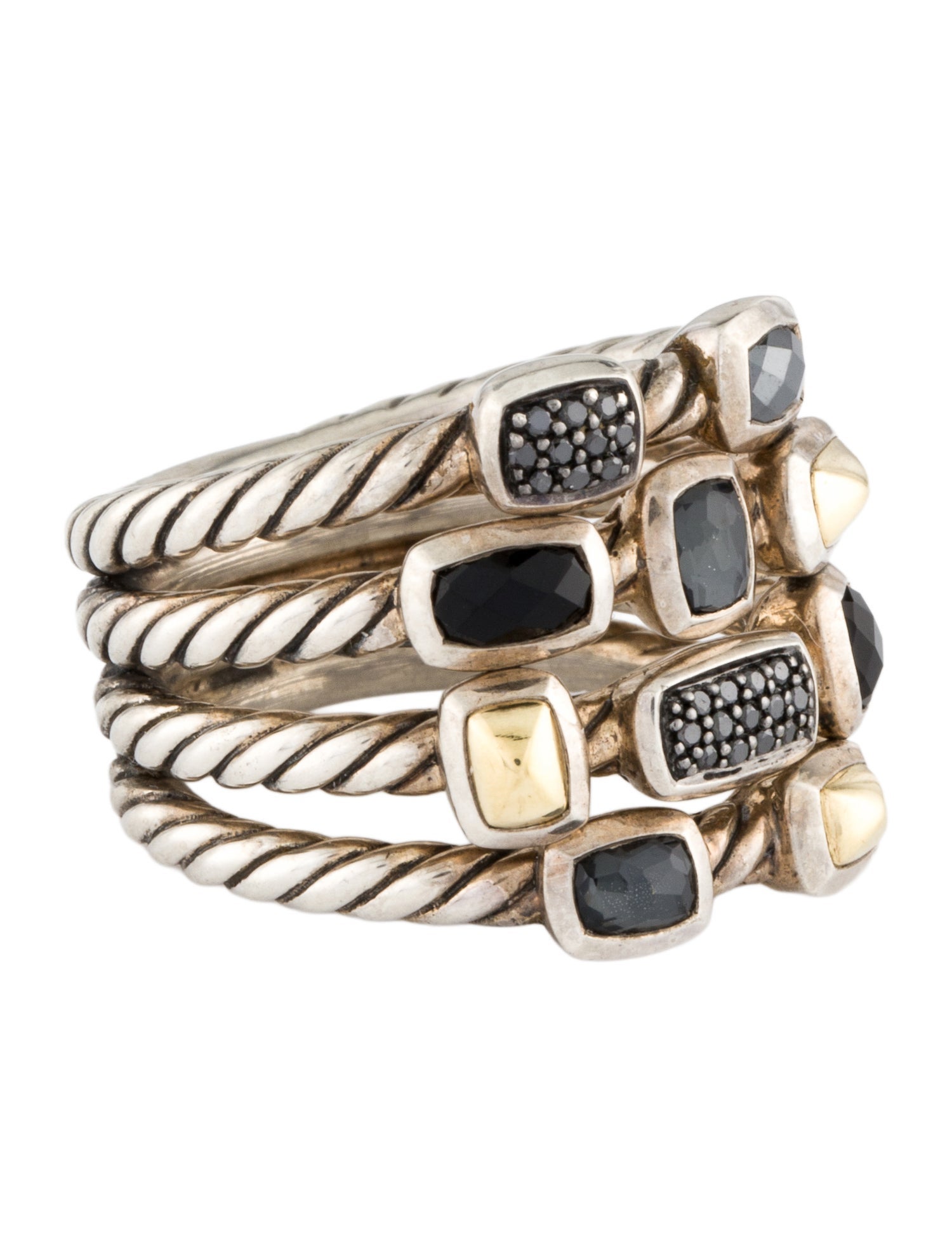David Yurman Multistone & Diamond 4 Row Confetti Ring