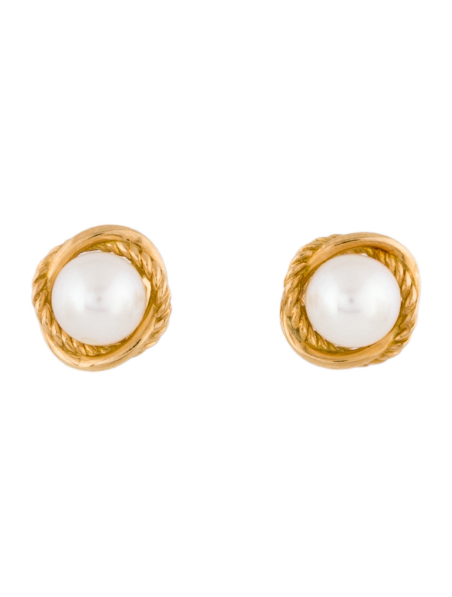 David Yurman 18K Pearl Crossover Infinity Stud Earrings