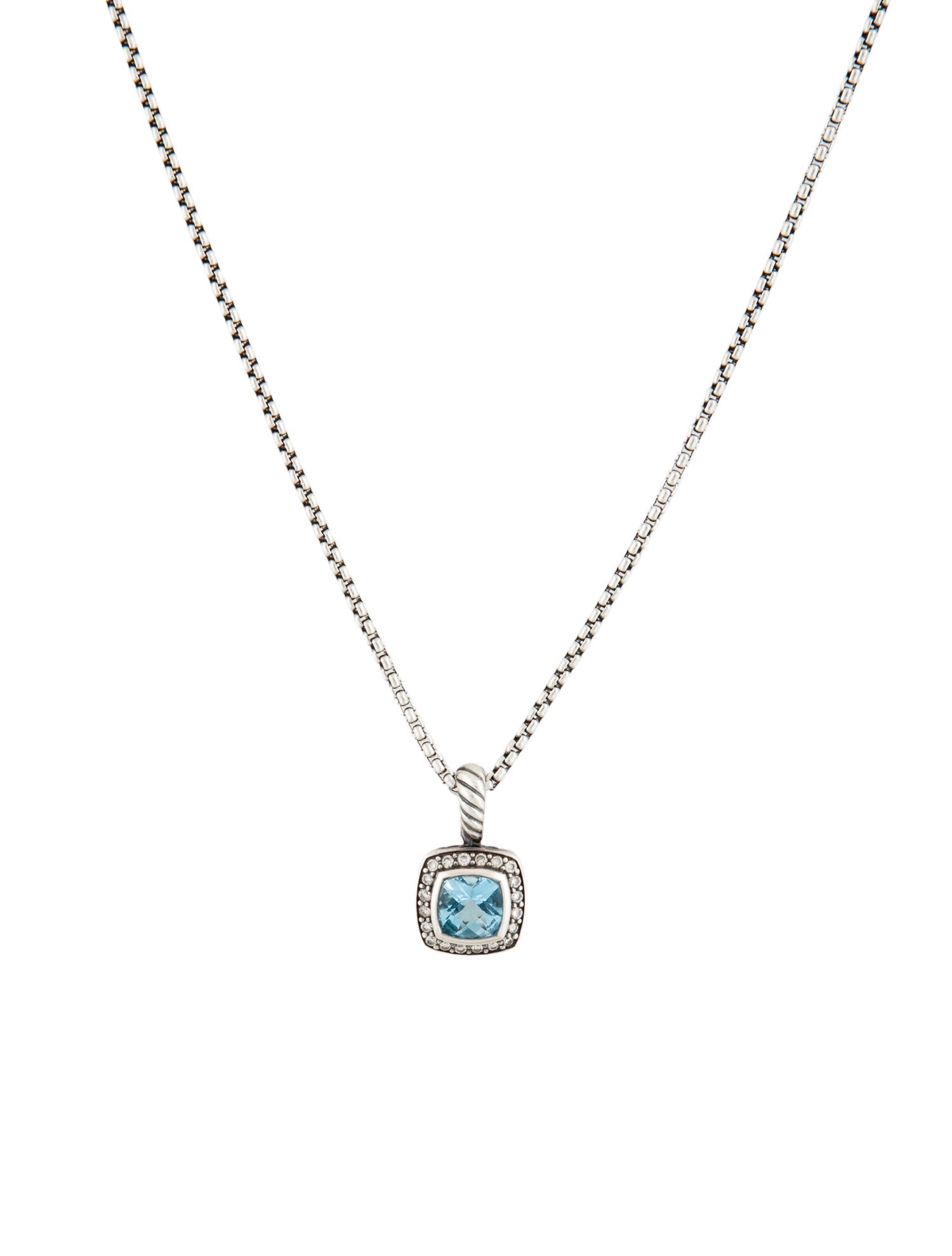 David Yurman Diamond & Topaz Petite Albion Pendant Necklace