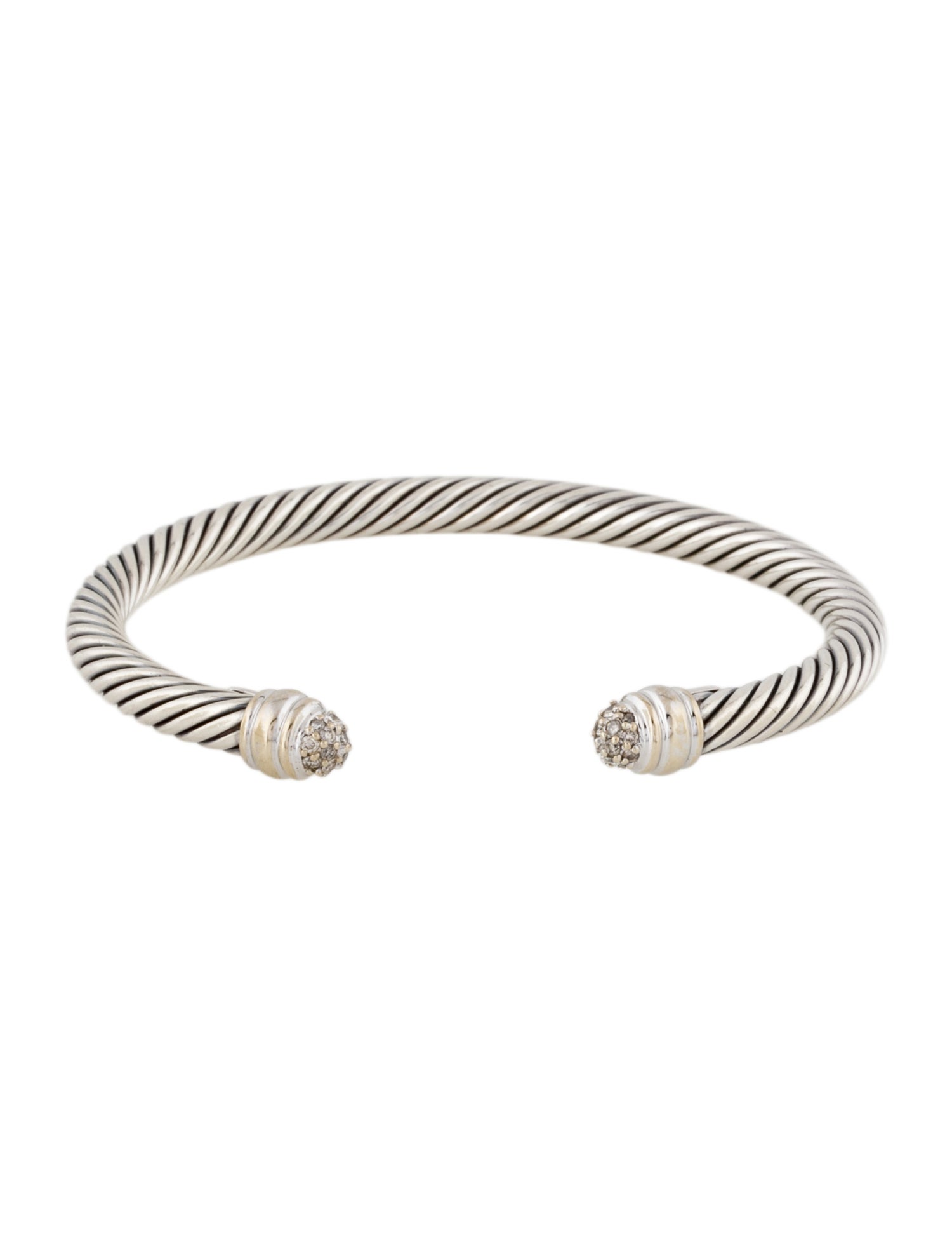 David Yurman Diamond Dome Cable Classic Cuff Bracelet