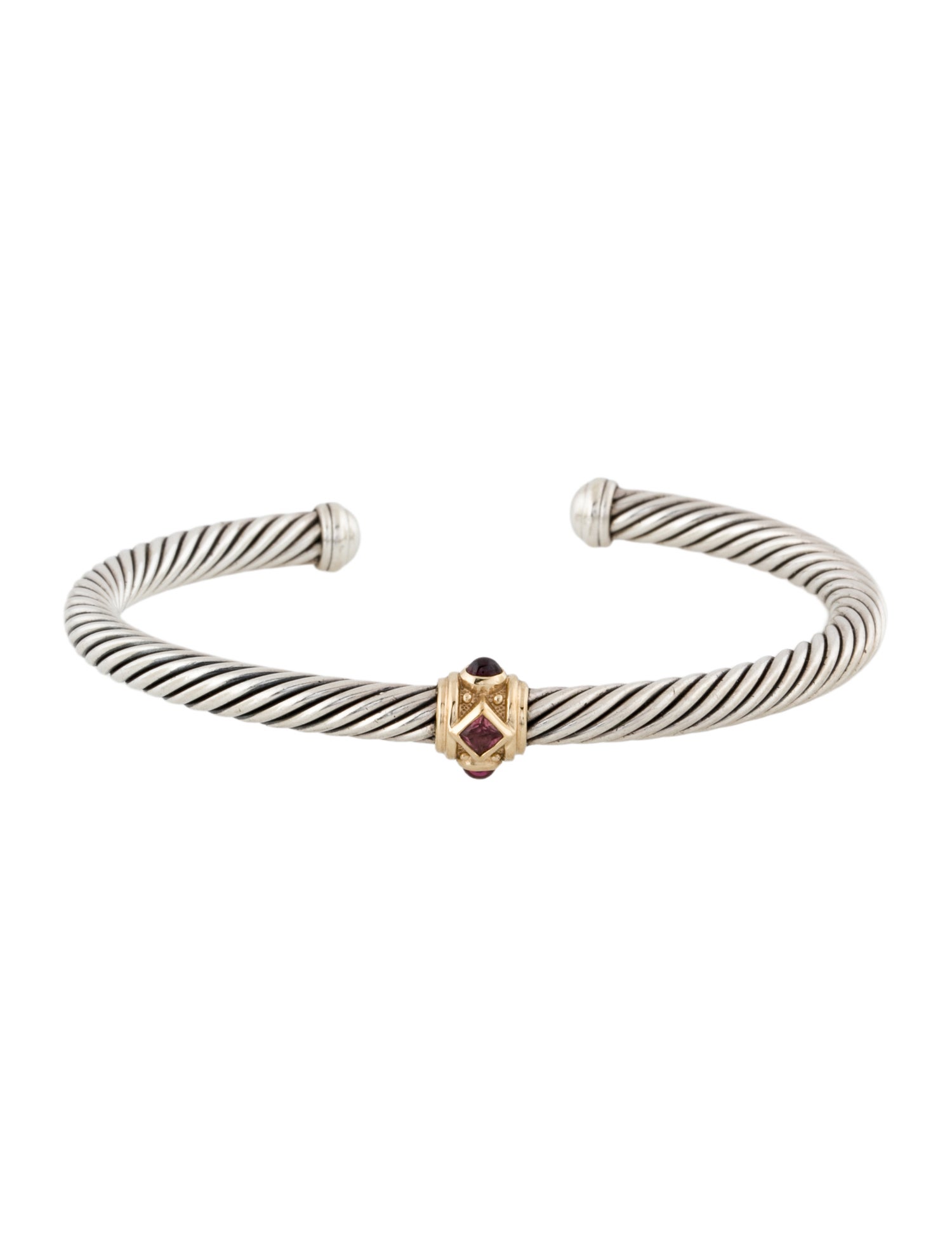 David Yurman Tourmaline & Rhodolite Renaissance Station Cuff