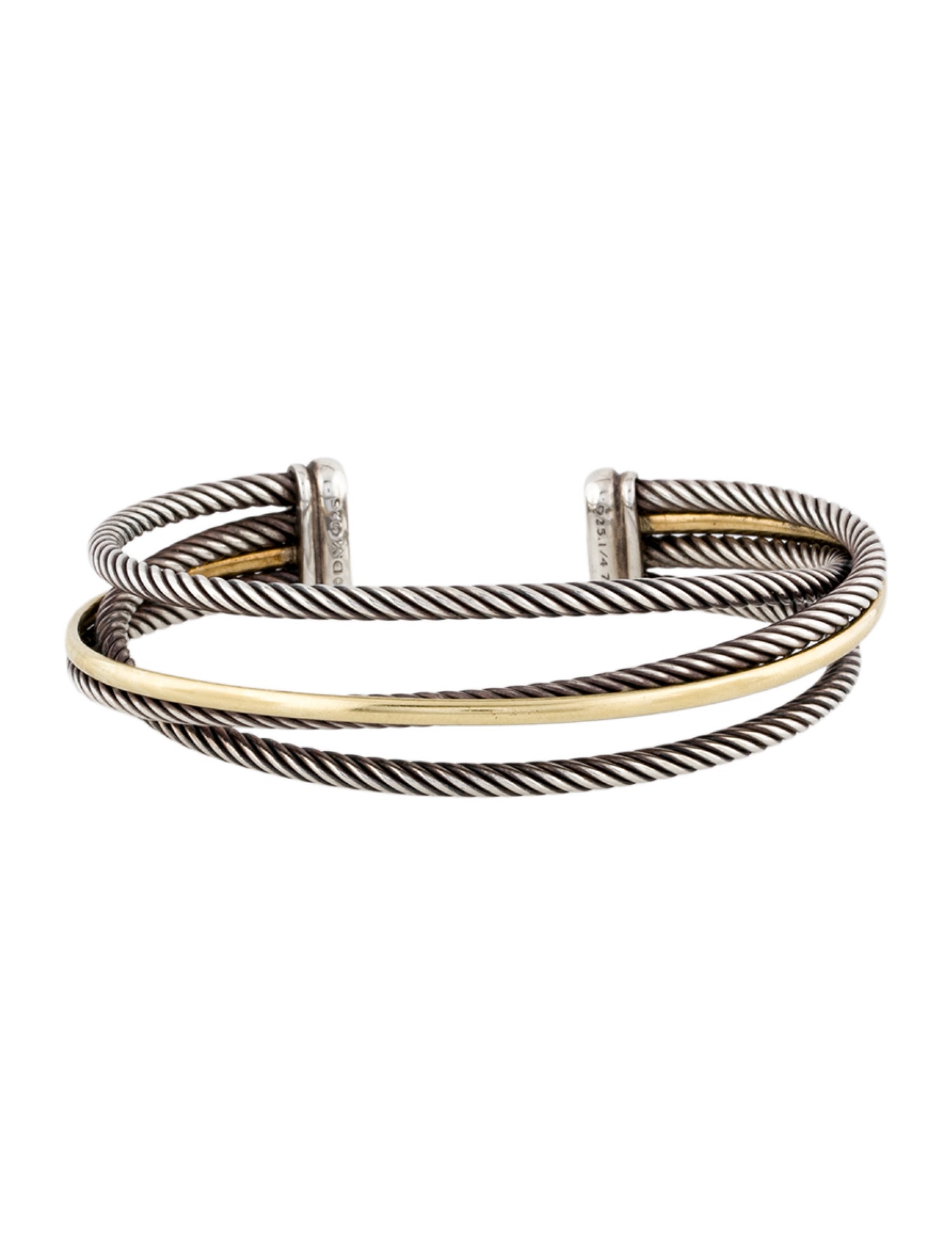 David Yurman Two-Tone Crossover Three Row Cuff Bracelet
