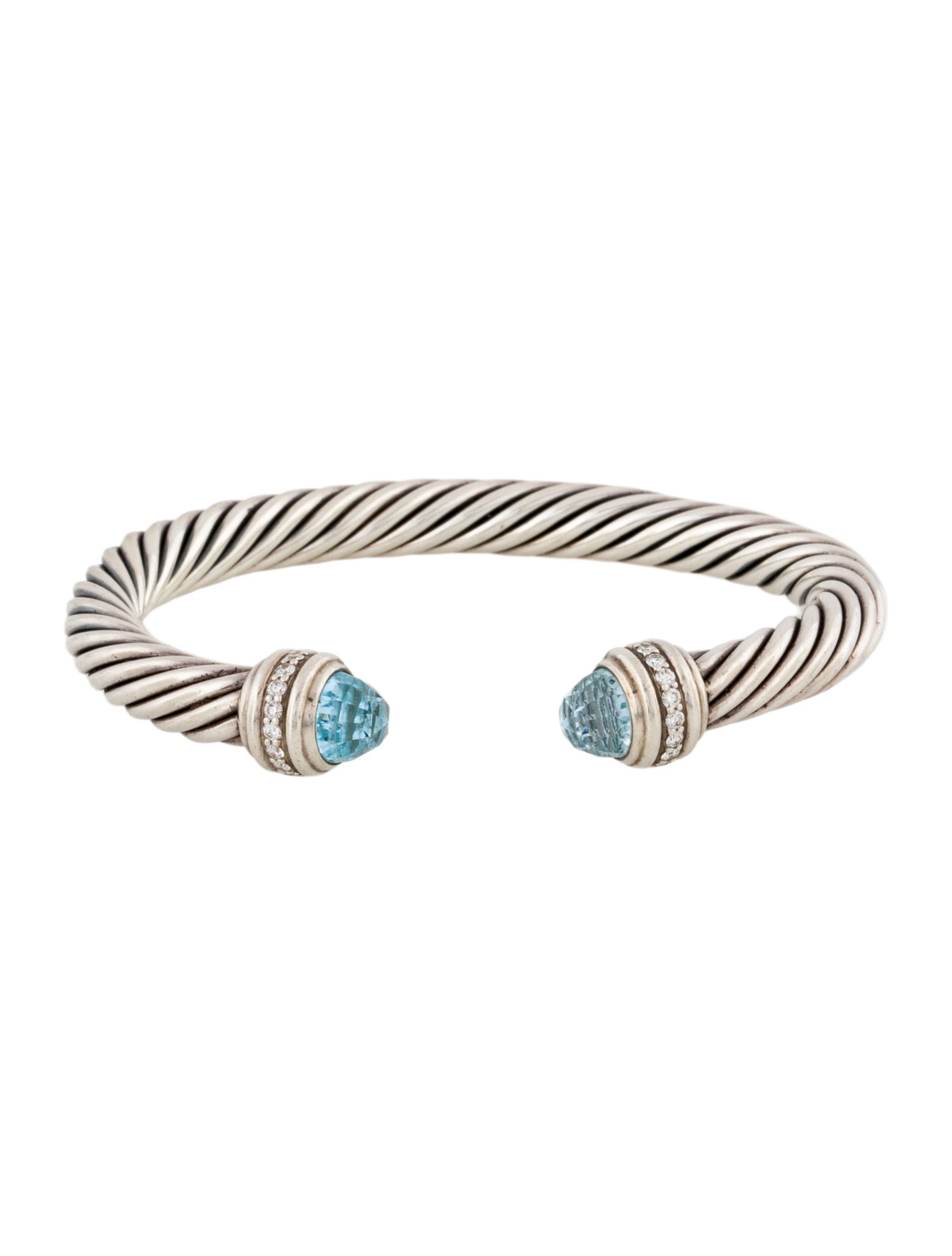 David Yurman Topaz & Diamond Classic Cable Bracelet