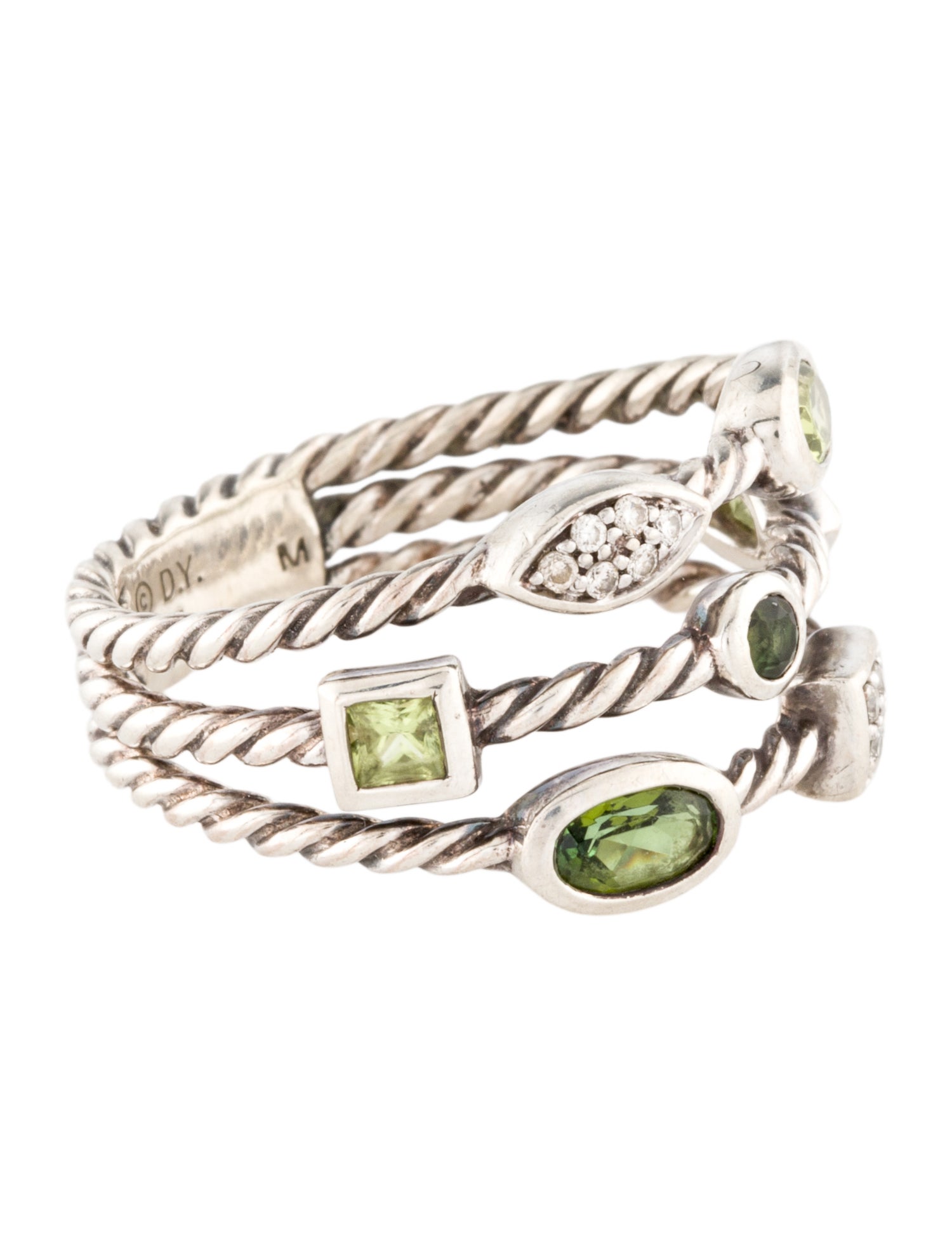 David Yurman Peridot, Tourmaline & Diamond Confetti Band