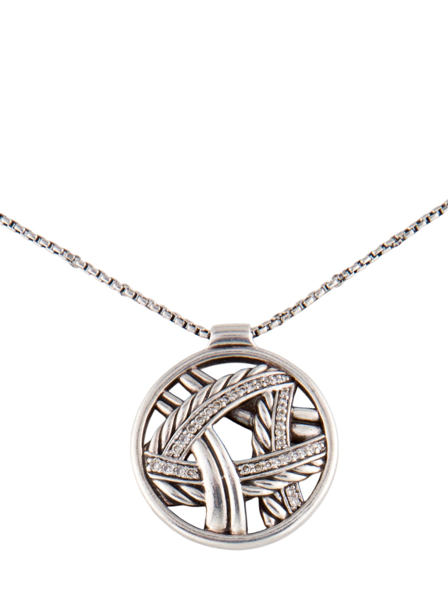 David Yurman Diamond Papyrus Pendant Necklace