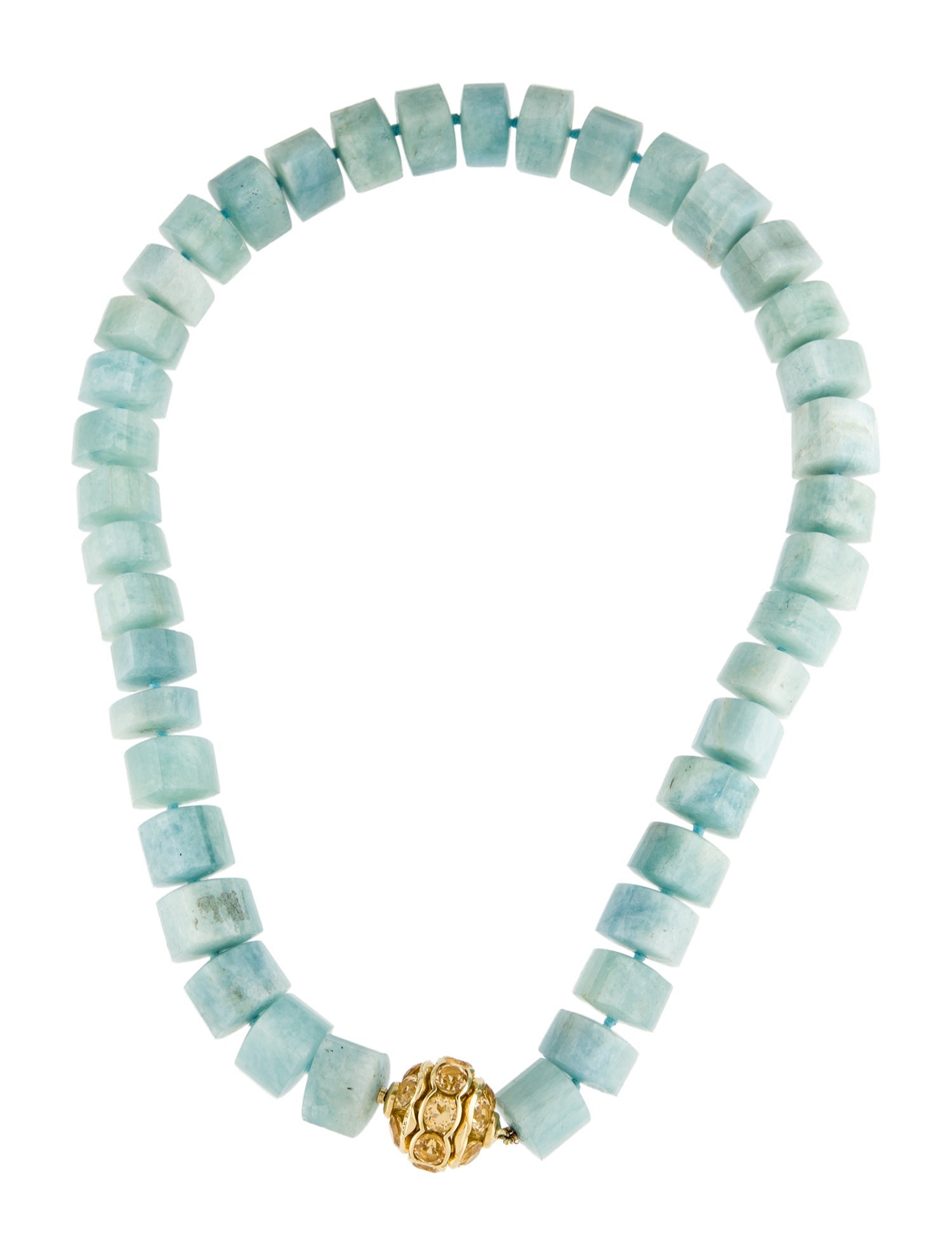 David Yurman 18K Aquamarine & Citrine Bead Strand