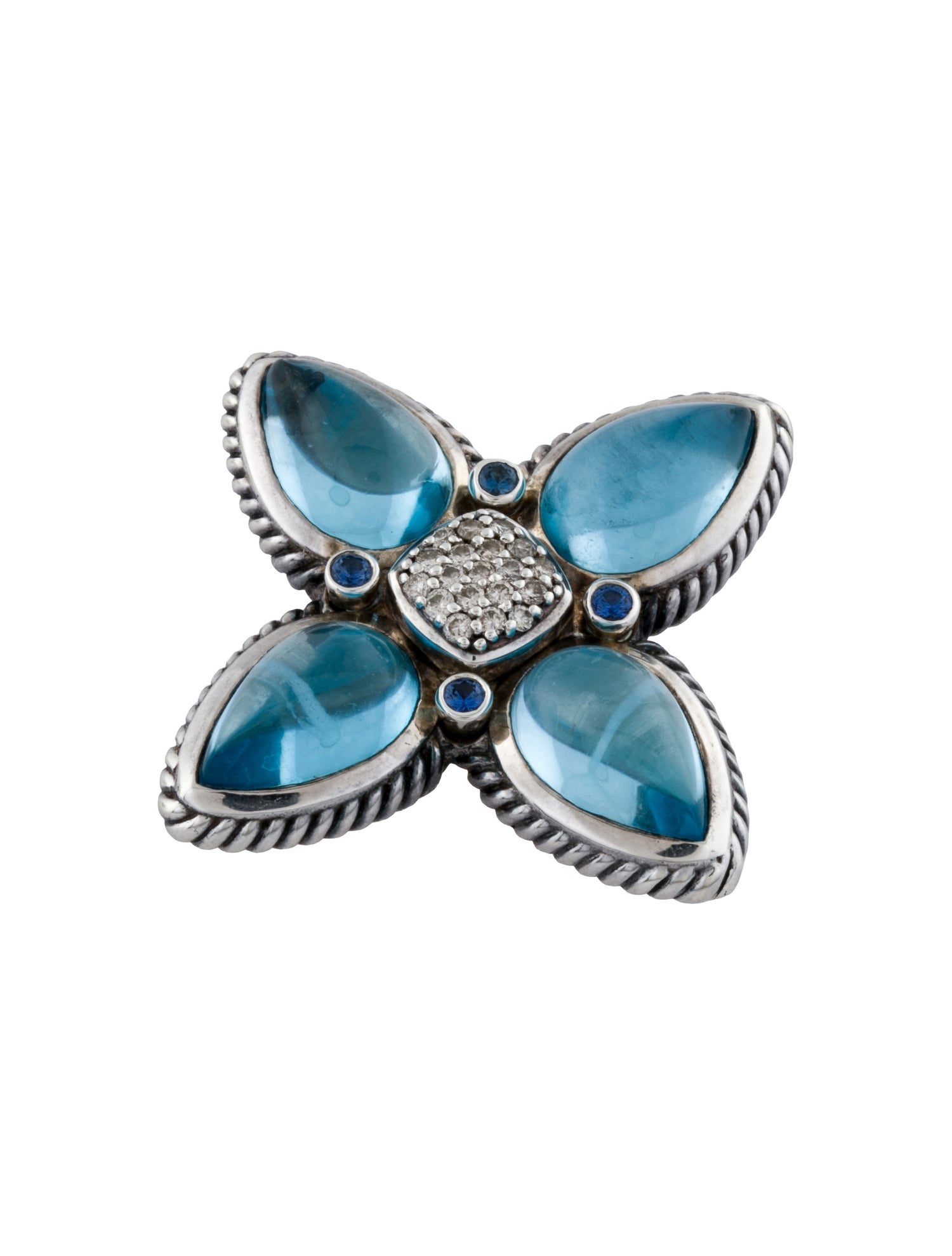 David Yurman Topaz, Sapphire, & Diamond Enhancer Pendant