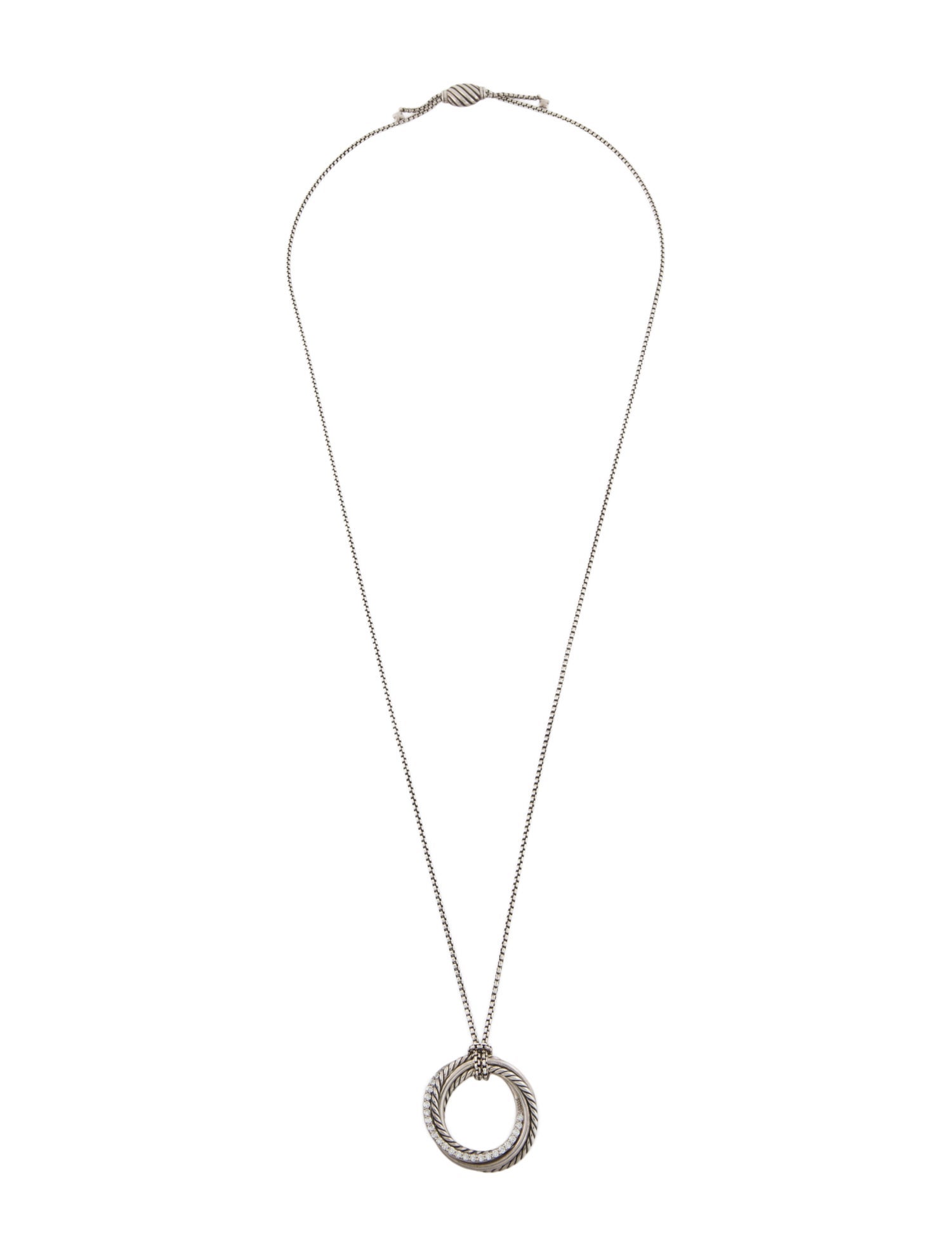 David Yurman Diamond Crossover Pendant Necklace