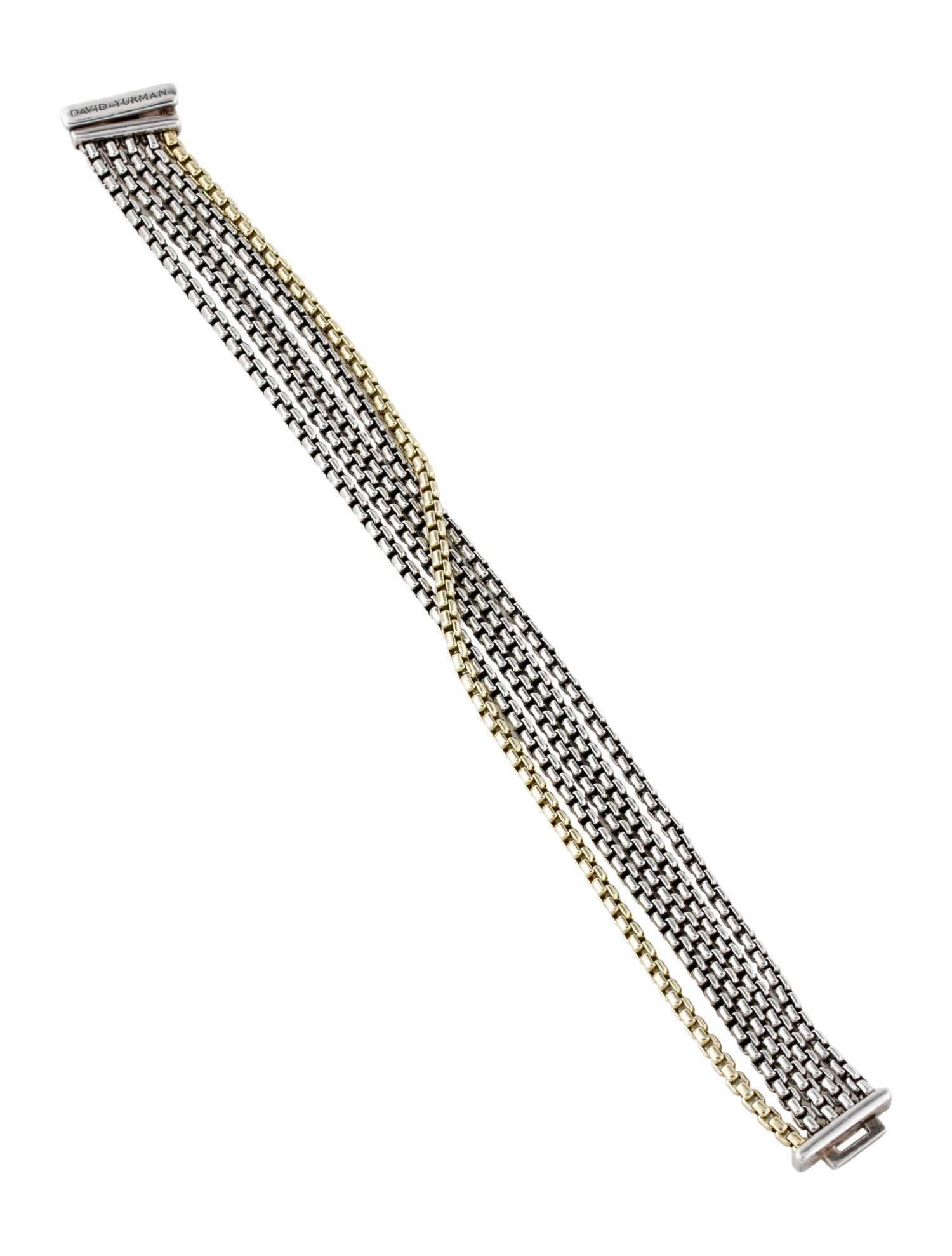 David Yurman Two-Tone Box Chain Five-Row Bracelet