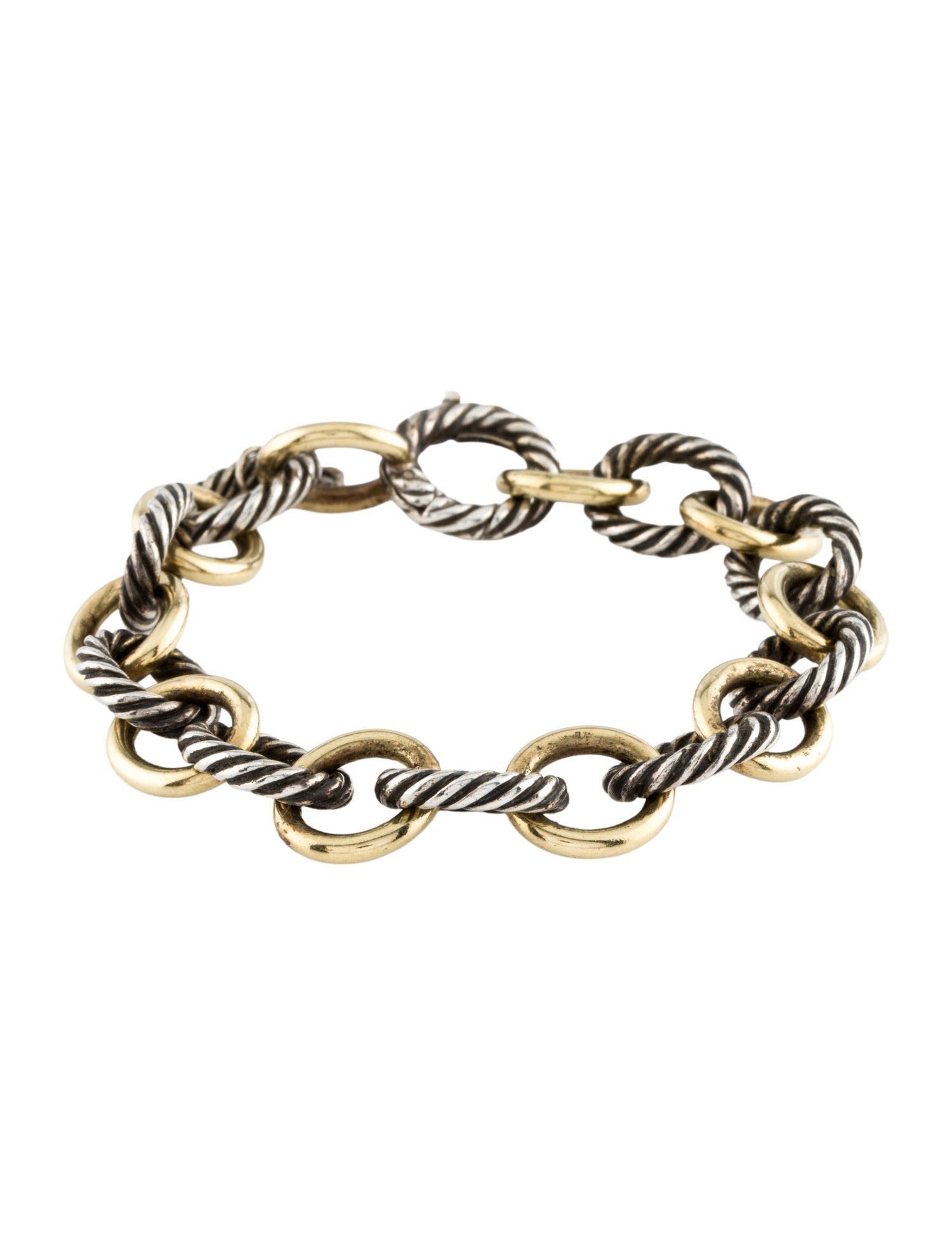 David Yurman Two-Tone Oval Link Chain Bracelet
