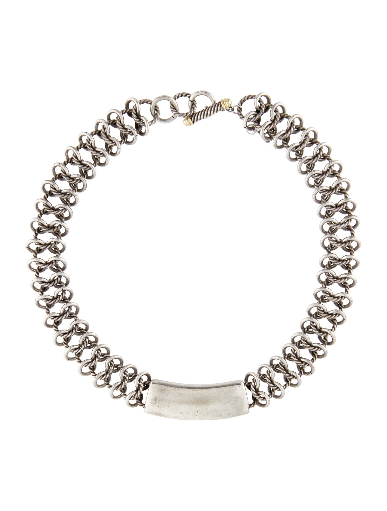 David Yurman Two-Tone Atlas Chain Mail ID Collar Necklace