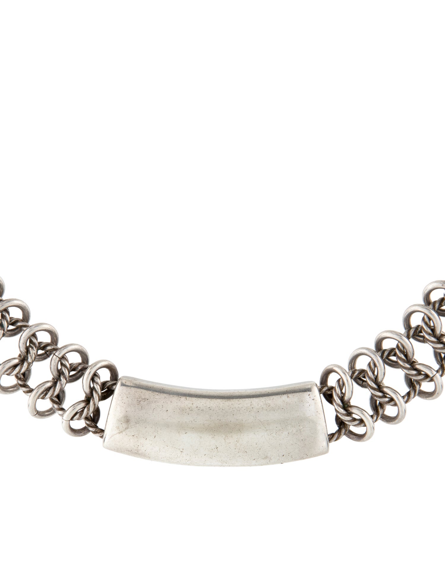 David Yurman Two-Tone Atlas Chain Mail ID Collar Necklace