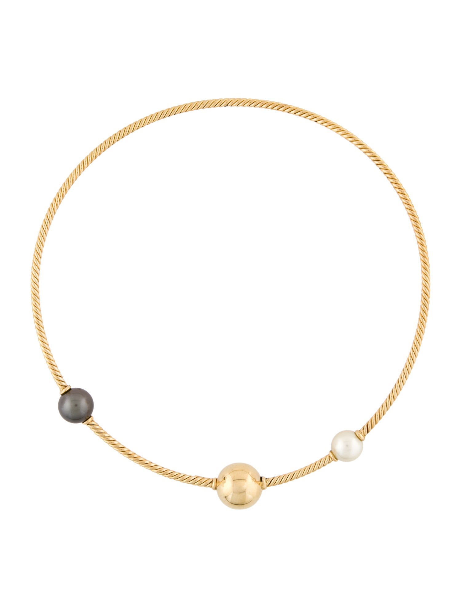 David Yurman 18K Tahitian & South Sea Cultured Pearl Cable Collar Necklace