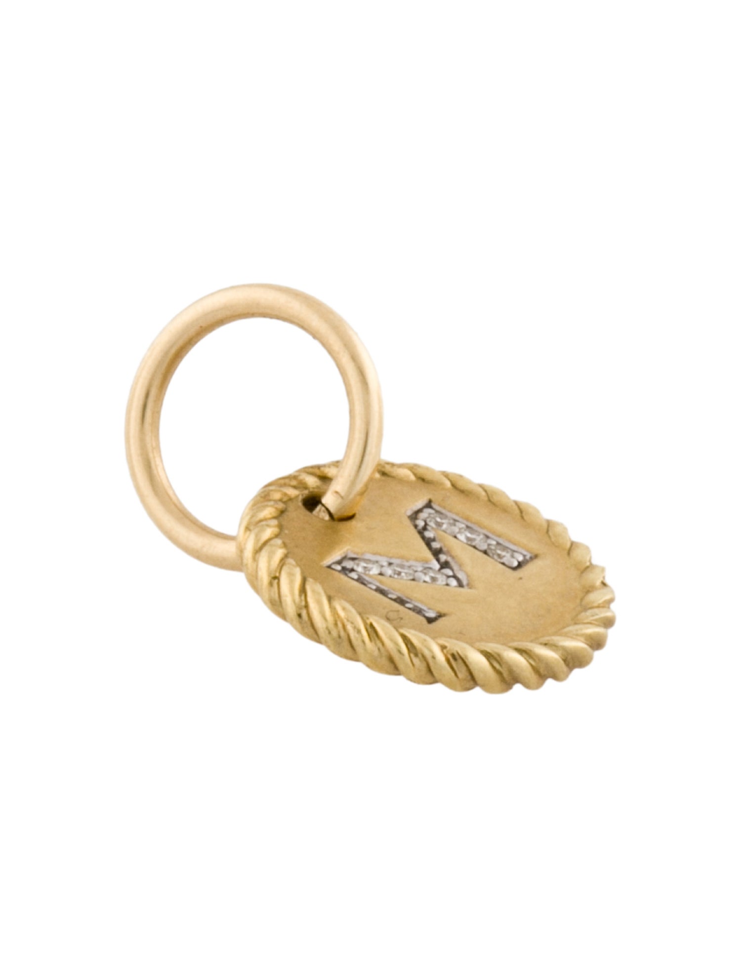 David Yurman 18K Diamond Initial 'M' Charm Pendant