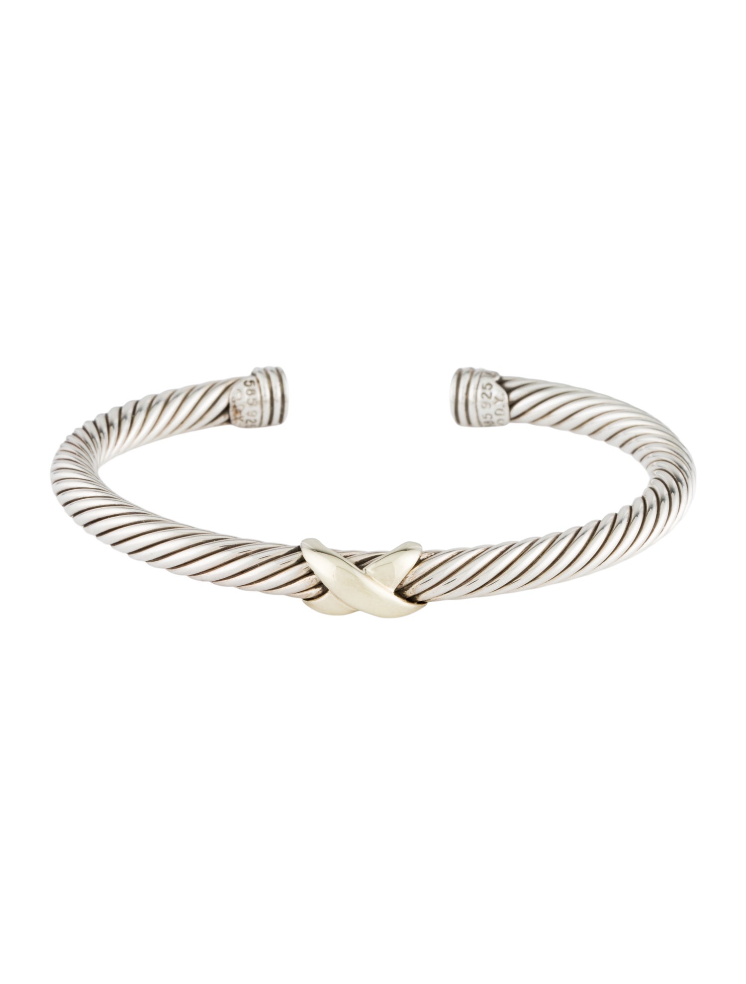 David Yurman Two-Tone Cable X Station Cuff Bracelet