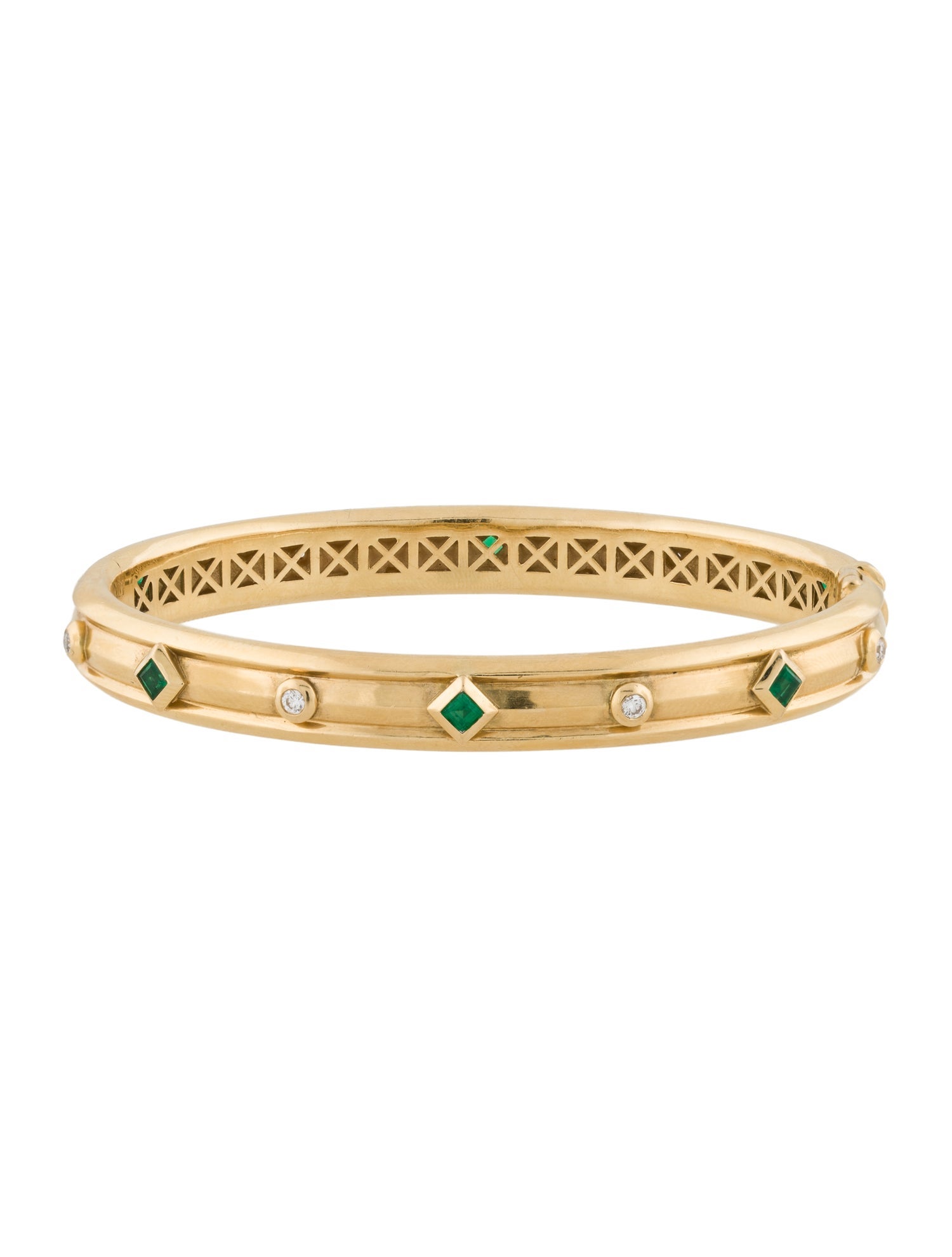 David Yurman 18K Emerald & Diamond Modern Renaissance Bangle Bracelet