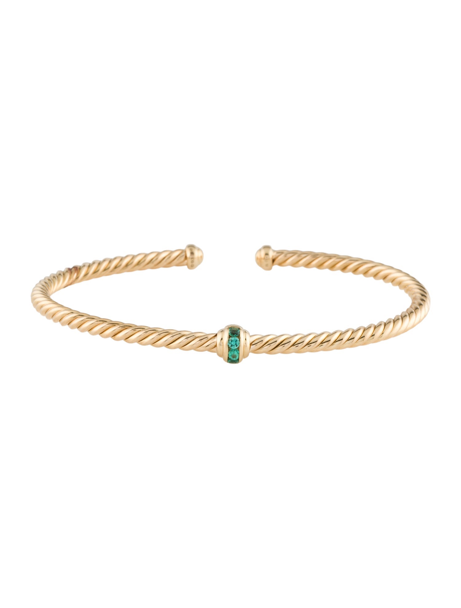 David Yurman 18K Emerald Classic Cablespira® Cuff Bracelet