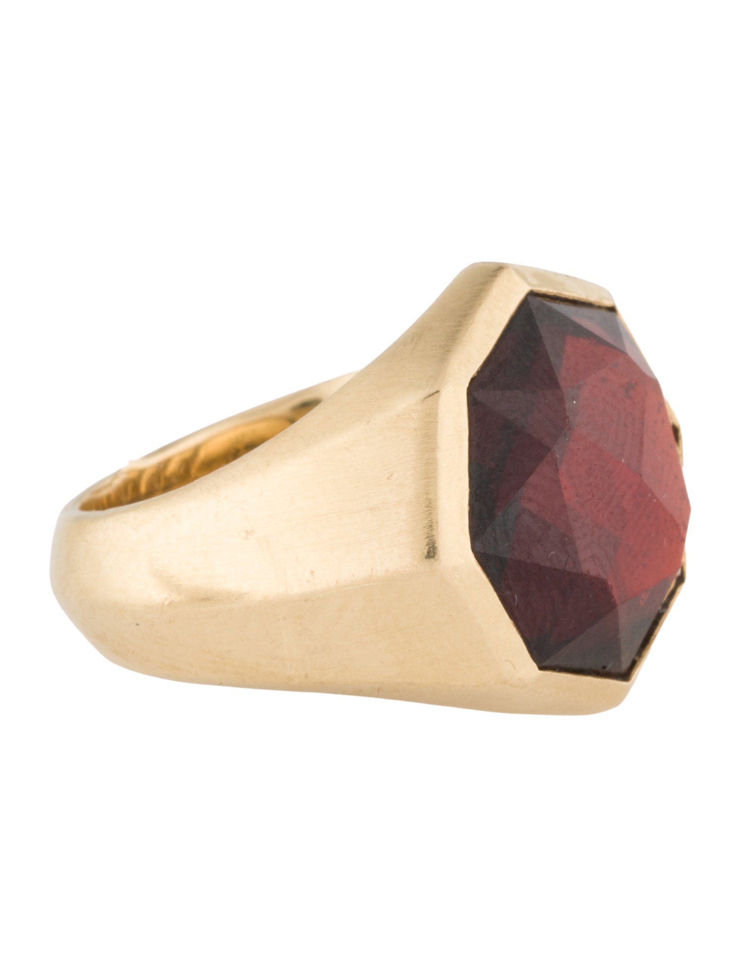 David Yurman 18K Garnet Fortune Faceted Signet Ring