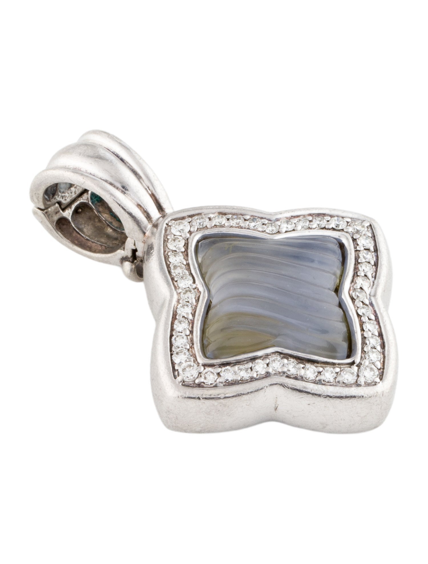 David Yurman Chalcedony & Diamond Quatrefoil Pendant