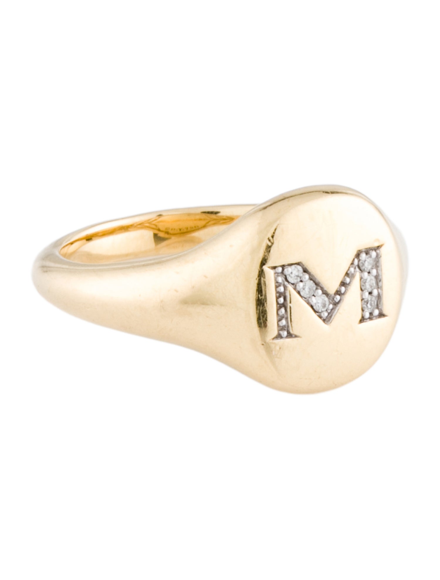 David Yurman 18K Diamond DY Initial 'M' Pinky Ring
