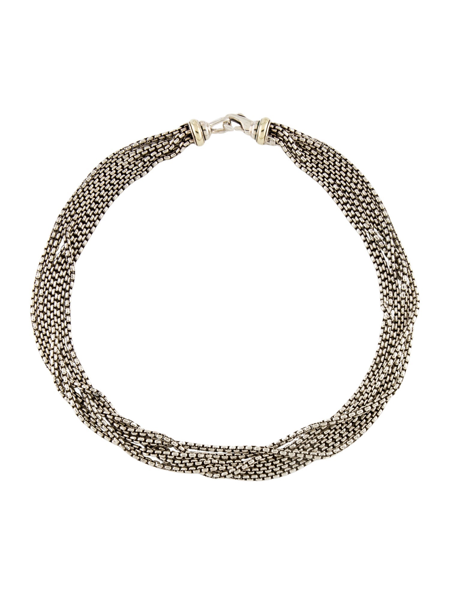 David Yurman Two-Tone 6 Row Box Chain Necklace